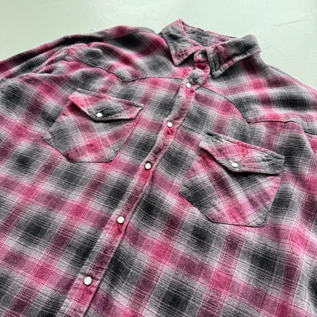 Pink and Black Checkered Western 90s Vintage Long Sleeve Shirt - XL