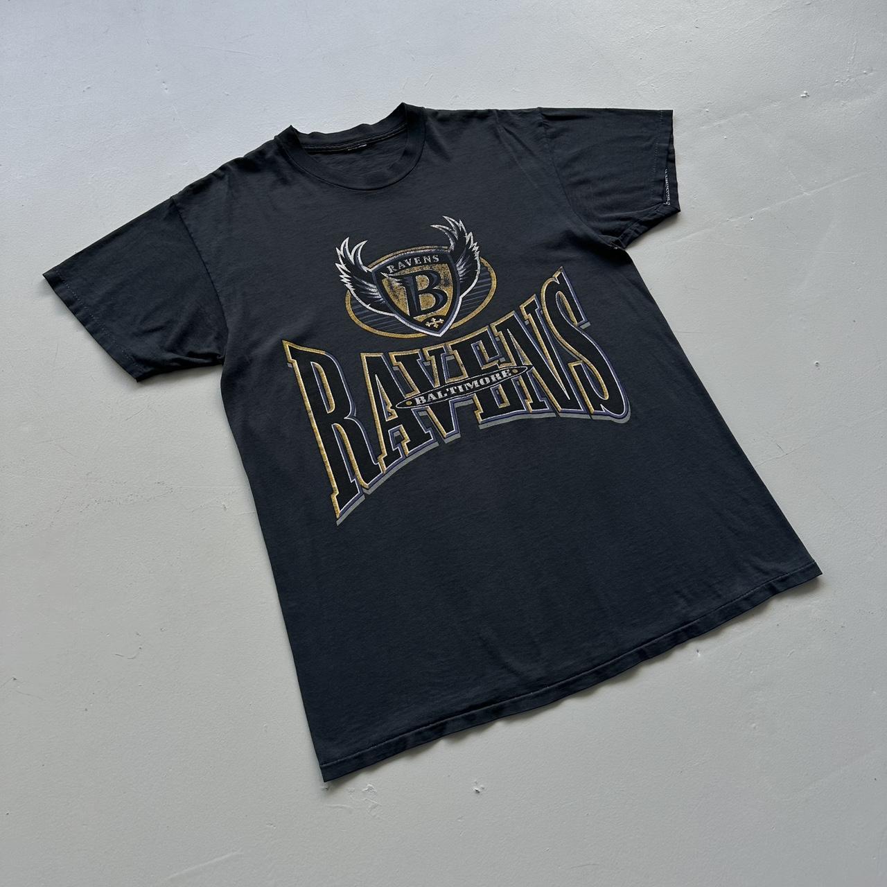 Charcoal Grey / Black Over Dyed Baltimore Ravens Vintage NFL 90's T-shirt - Large