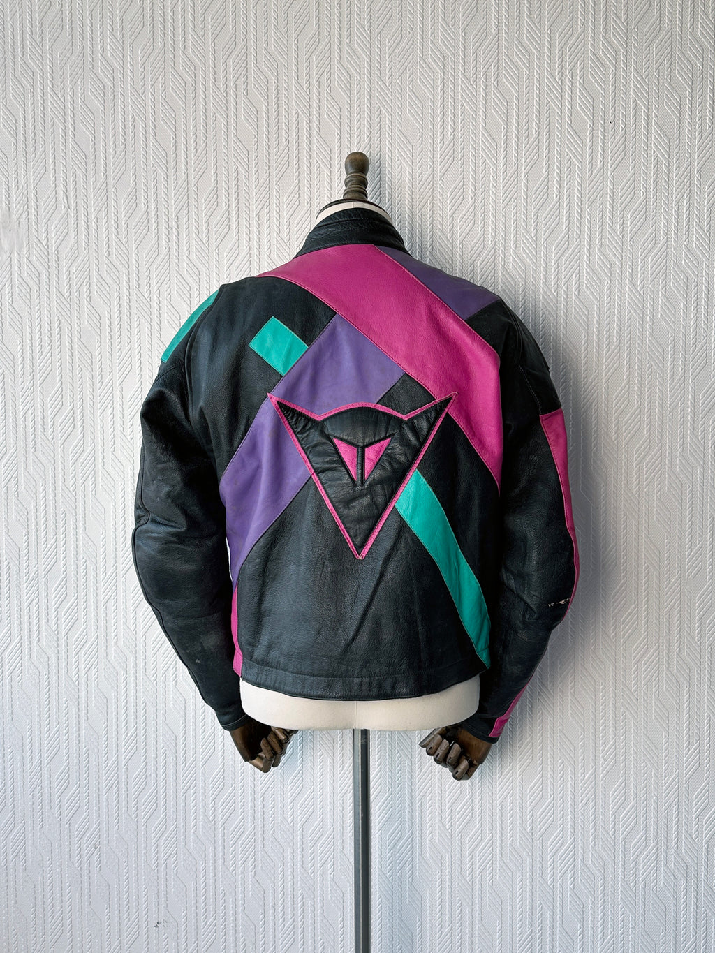 Dainese Black Leather Vintage 90's Biker Jacket - Small