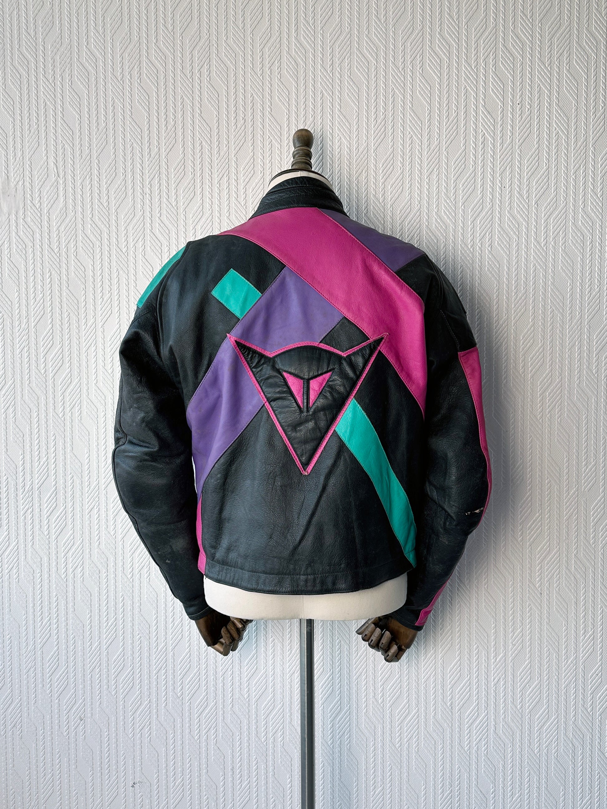 Dainese Black Leather Vintage 90's Biker Jacket - Small