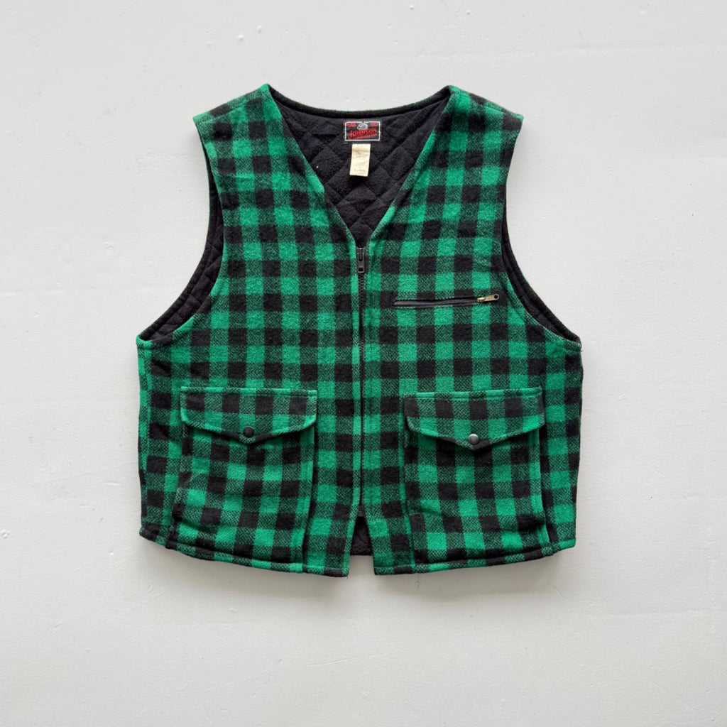 Checkered Johnson Woollen Mills 70s Vintage Buffalo Plaid Waistcoat / Vest - XL