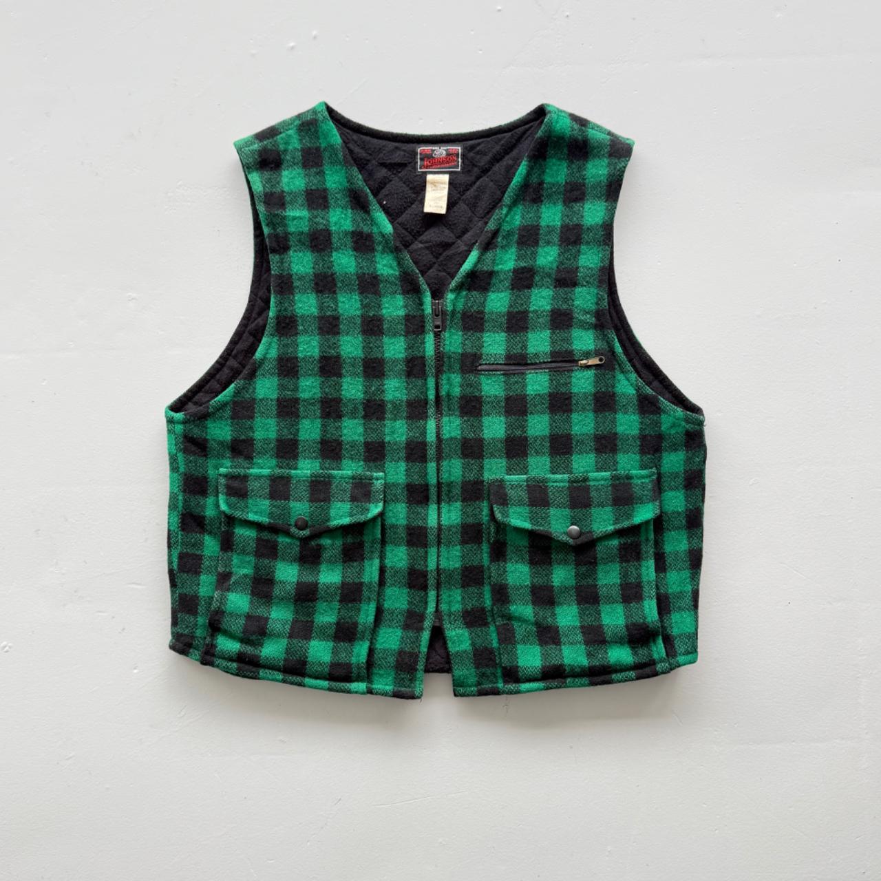 Checkered Johnson Woollen Mills 70s Vintage Buffalo Plaid Waistcoat / Vest - XL