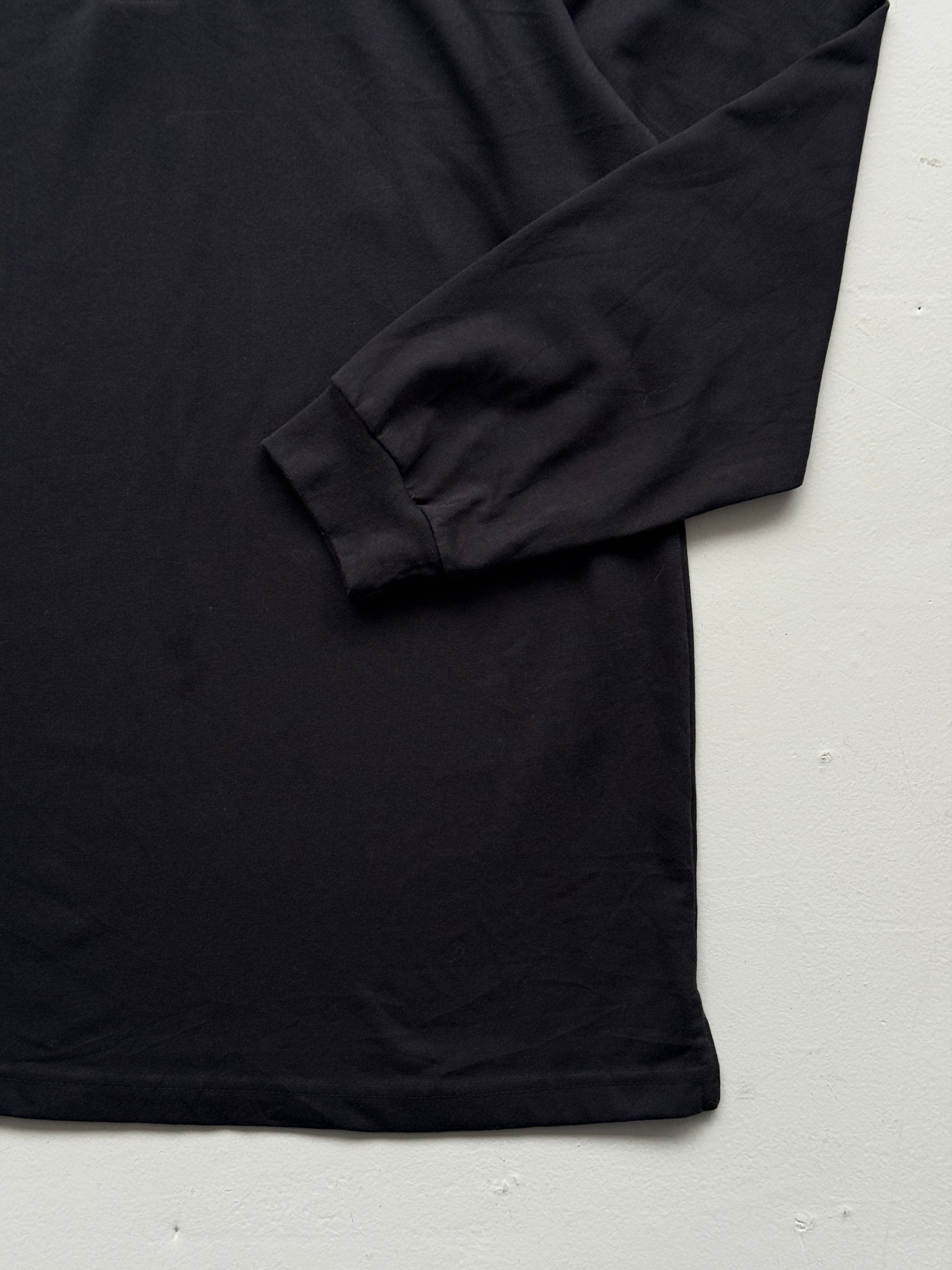 New Zealand 90's Vintage Long Sleeve All Black Rugby Polo Jersey - Medium