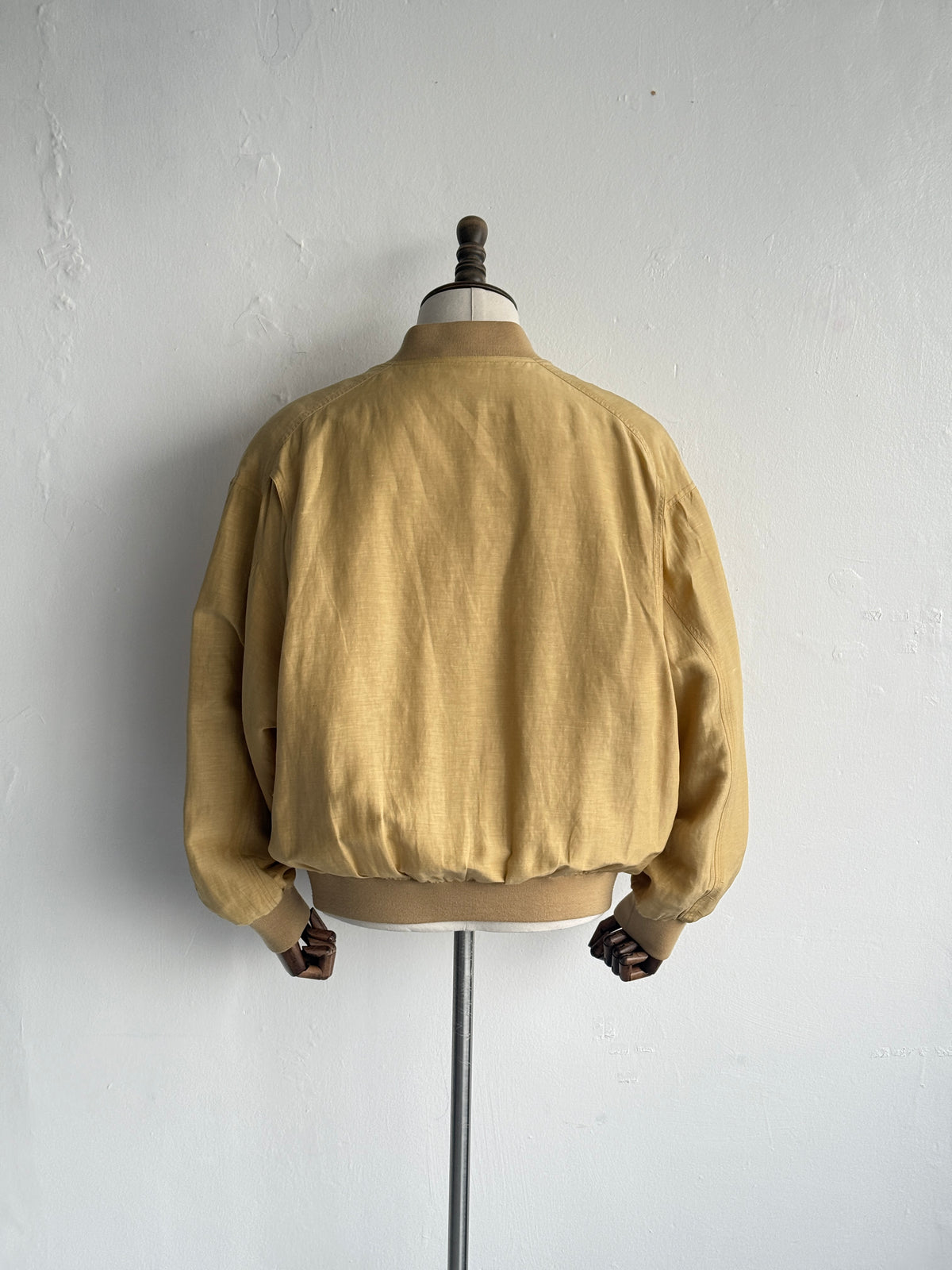 Camel Collection Silk Linen 90's Vintage Bomber Jacket - Large