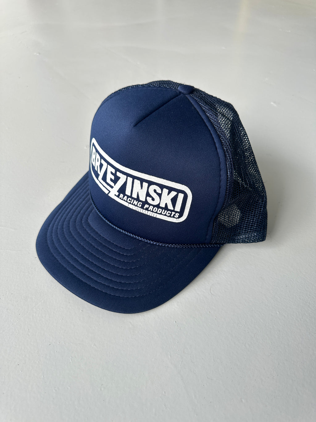 Navy Vintage SnapBack Trucker Cap Foam & Mesh Brzezinski Racing Products