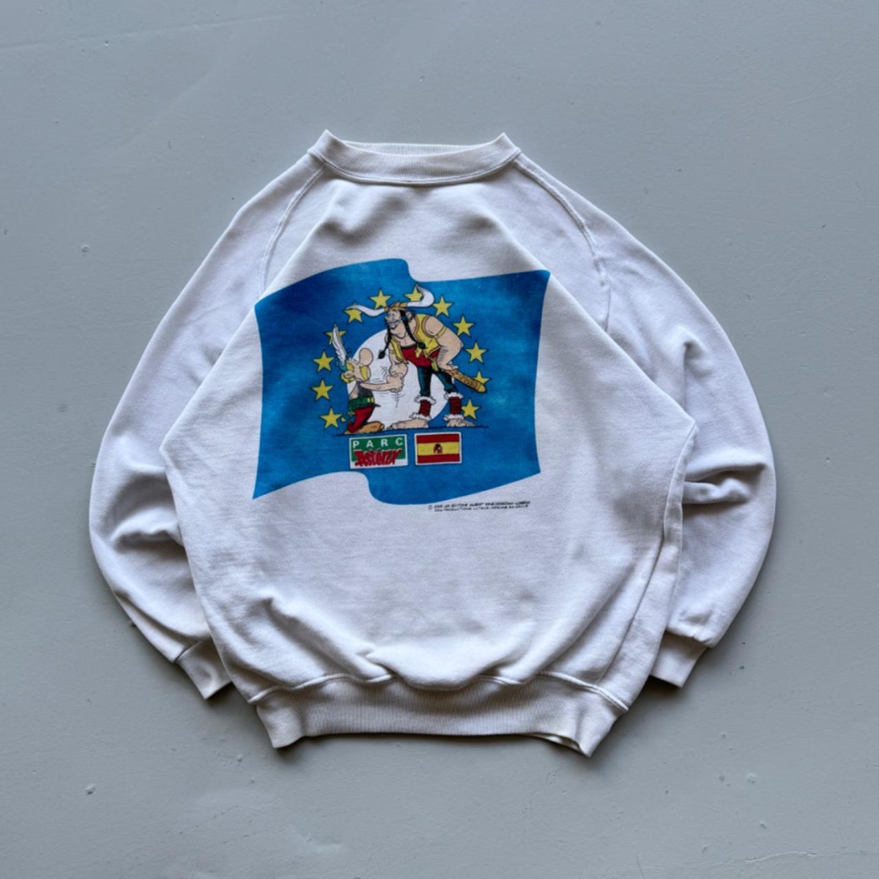 White Asterix Euro 80's Cartoon Vintage Sweatshirt - Medium