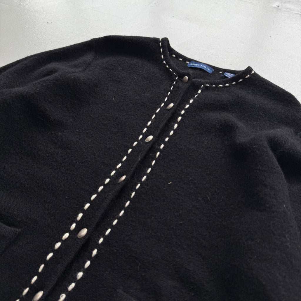 Black Karen Scott 80’s Vintage Wool Cardigan - Large