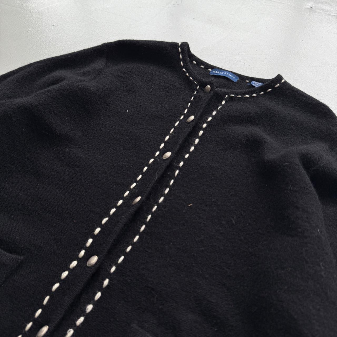 Black Karen Scott 80’s Vintage Wool Cardigan - Large