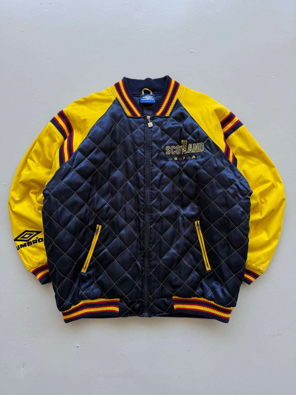 Umbro Scotland SFA 90's Vintage Quilted Bomber Jacket - XL