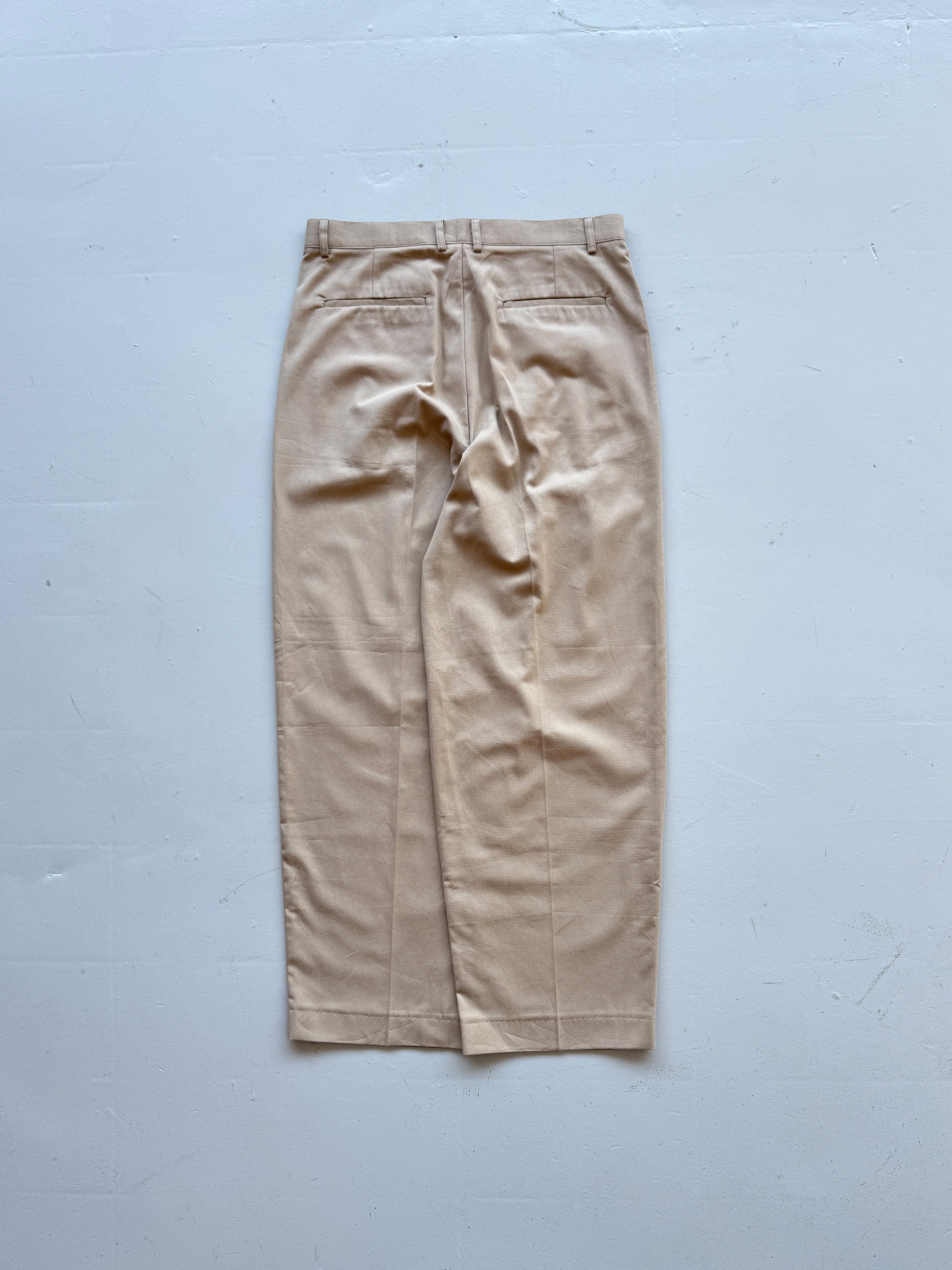 Cream Olive Menswear Wide Led Pleated Suit Trousers - W32 x L29