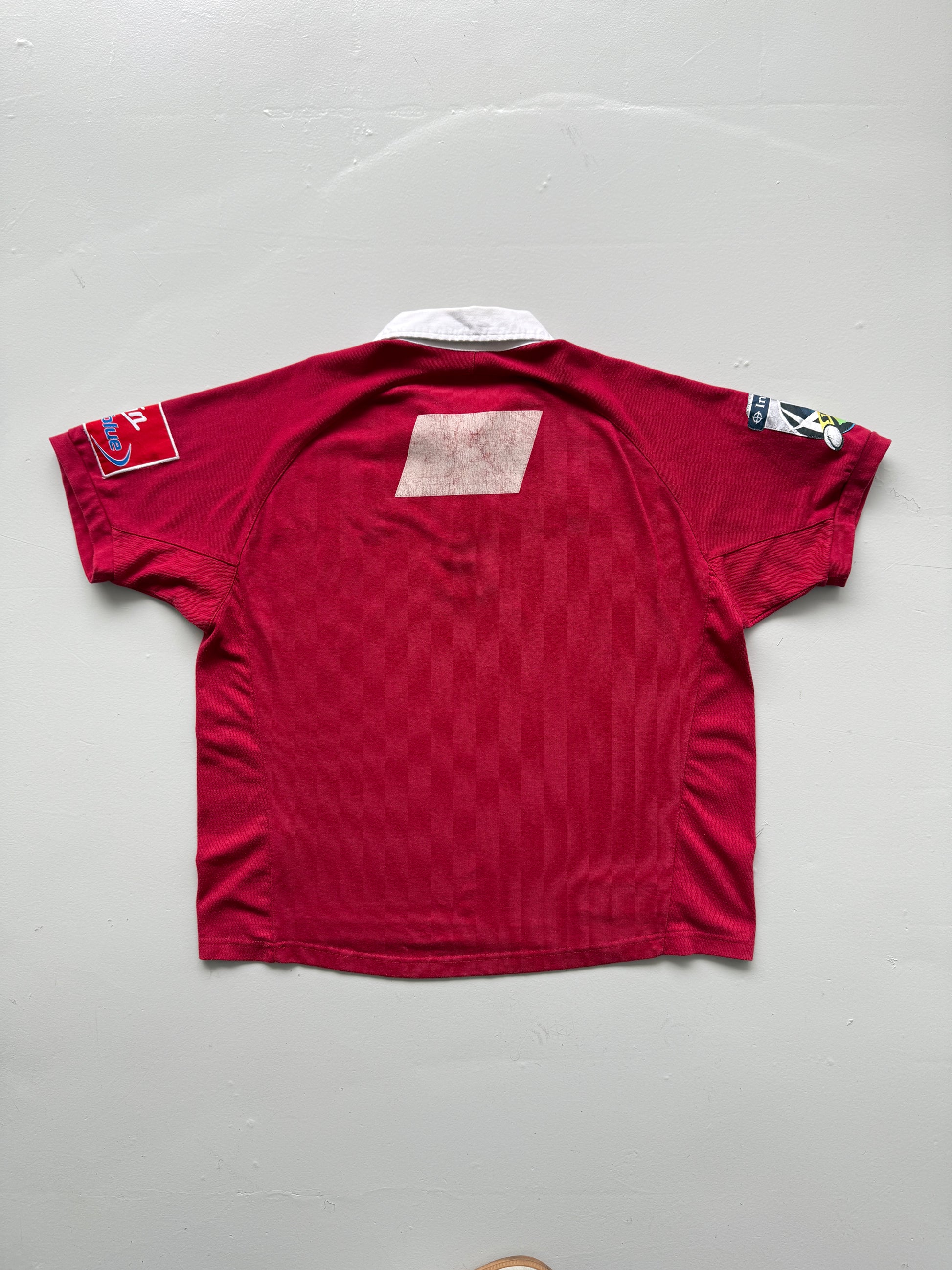 Red Queensland Reds 00's Vintage Short Sleeve Rugby Polo Jersey - Large