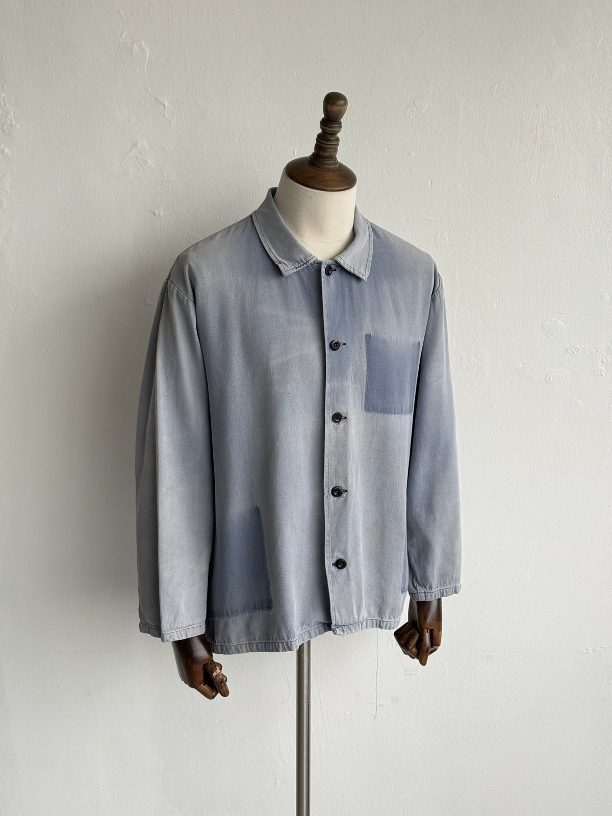 Faded Blue French 1960's Vintage Ghost Pocket Chore Jacket CH448 - Large