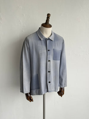 Faded Blue French 1960's Vintage Ghost Pocket Chore Jacket CH448 - Large
