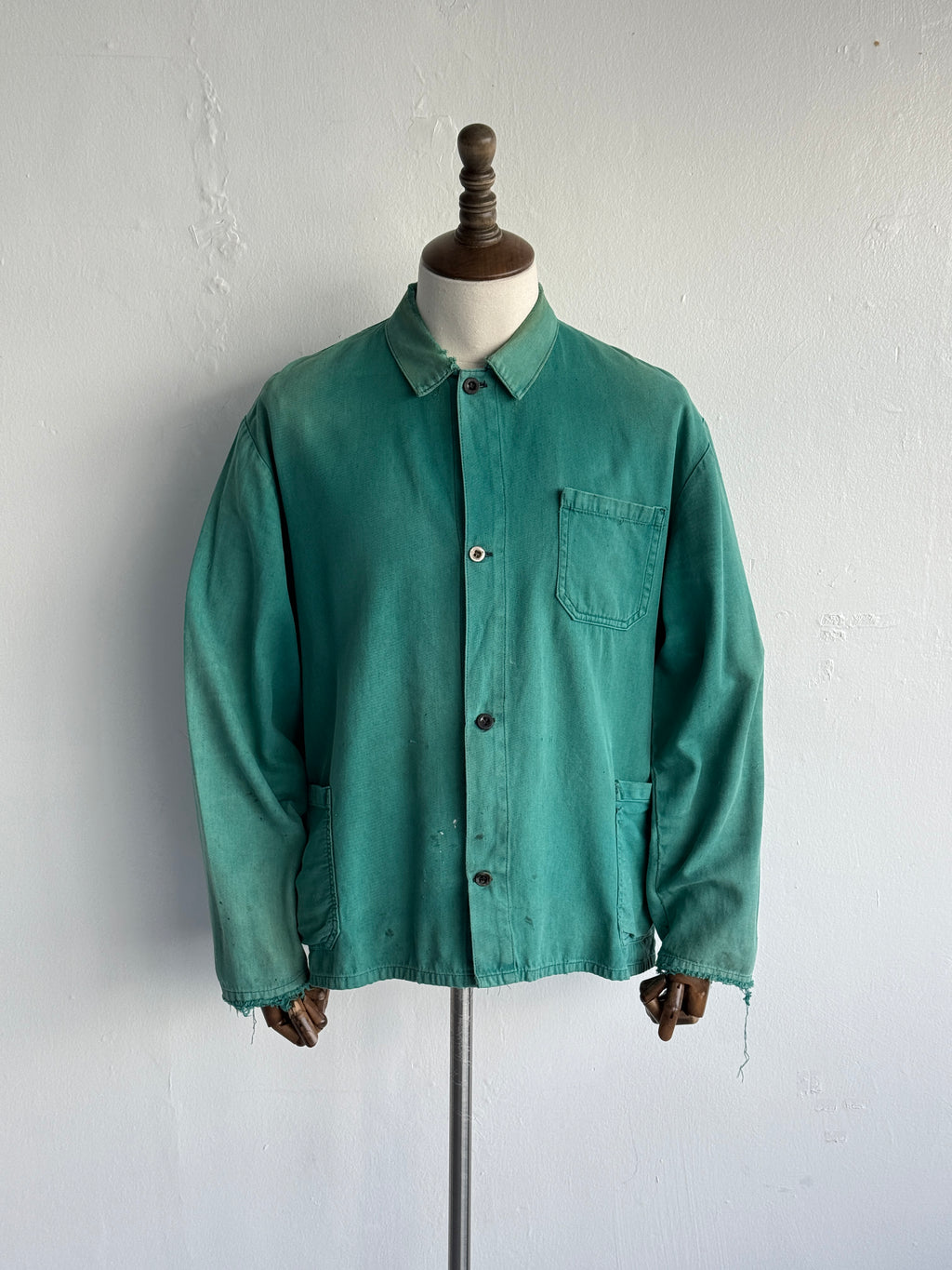 Thrashed Turquoise French 1960's Vintage Workwear Chore Jacket CH488 - XL