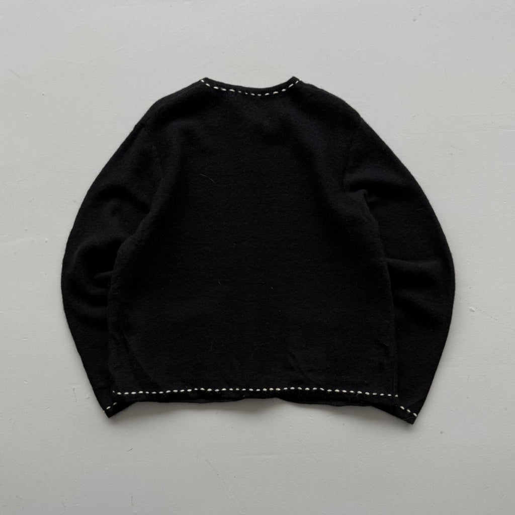 Black Karen Scott 80’s Vintage Wool Cardigan - Large