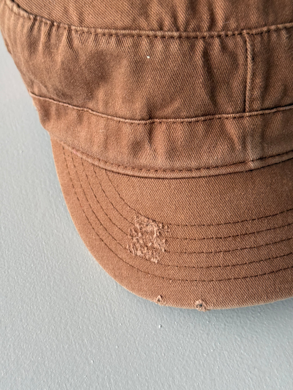Brown Distressed Y2K Cadet Cap Military Style 00's Grunge Aesthetic