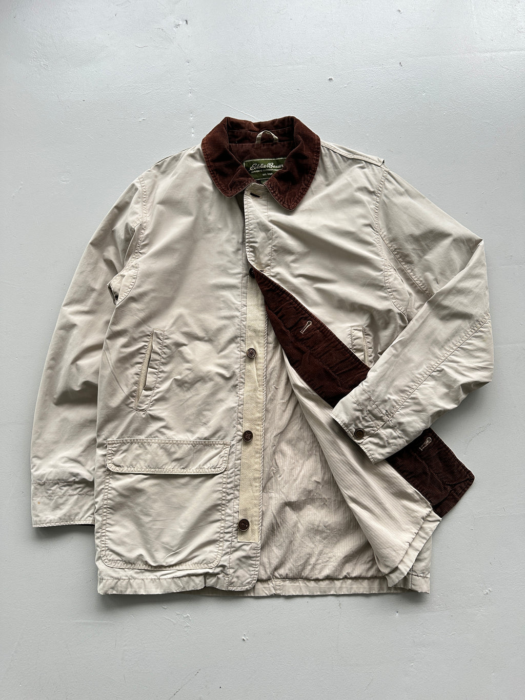 Eddie Bauer 90's Vintage Barn Jacket Cream / Sandstone - Large