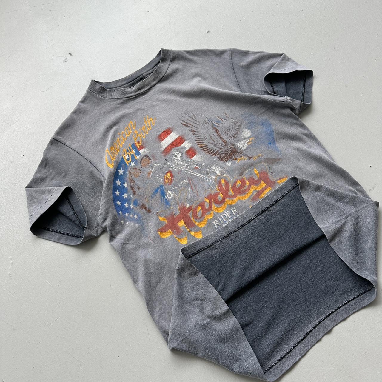 Faded Grey Harley Davidson Bridewater England 80s Vintage T-shirt - Medium