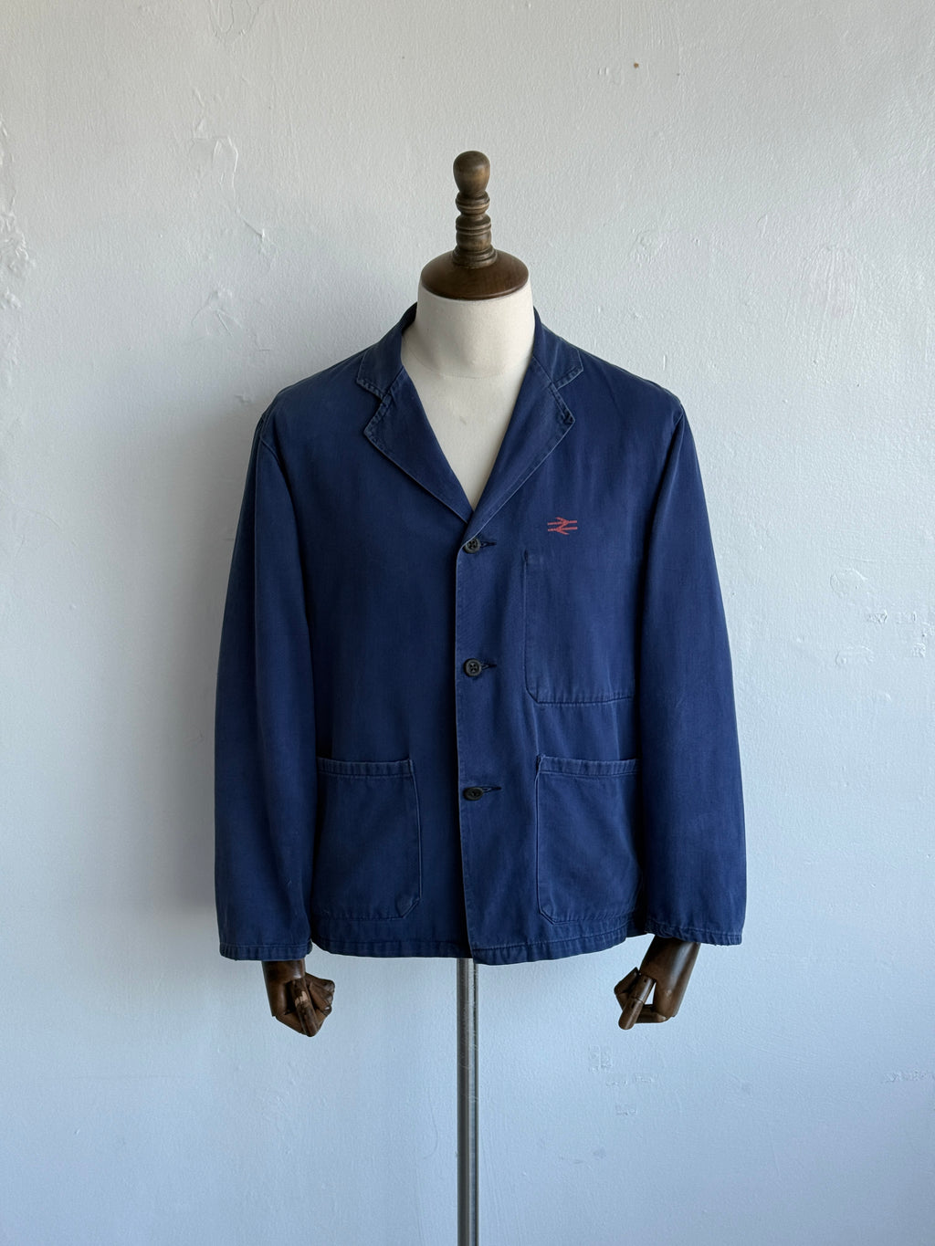 Blue British Rail 1970s Vintage Workwear Chore Jacket CH457 - Small