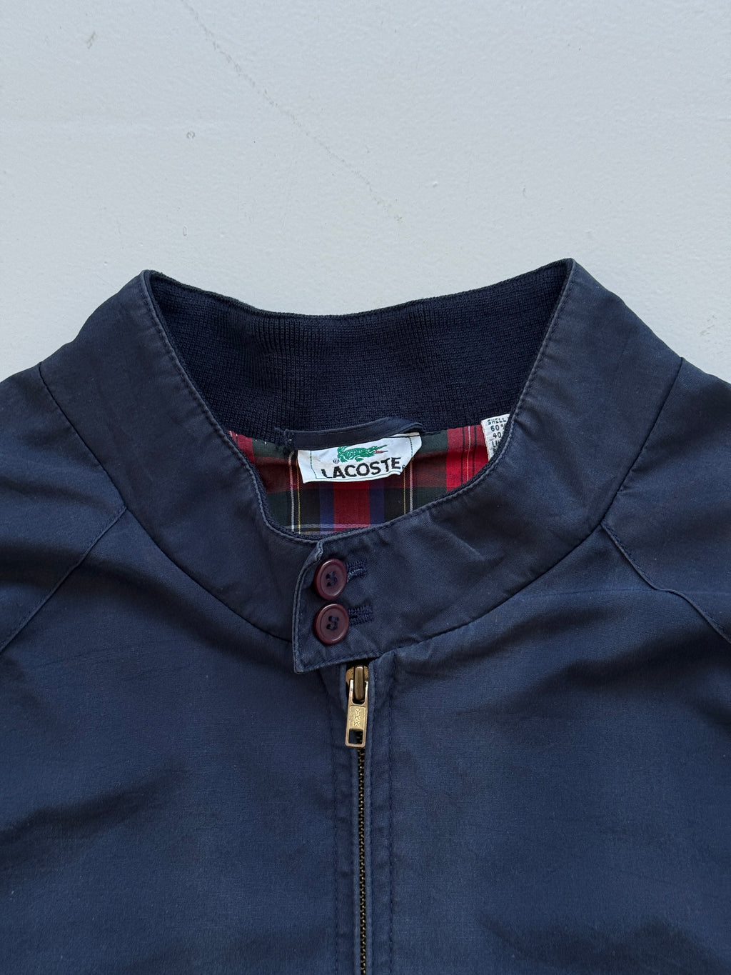 Lacoste Navy Harrington Vintage Jacket Made in Sri Lanka - XXL
