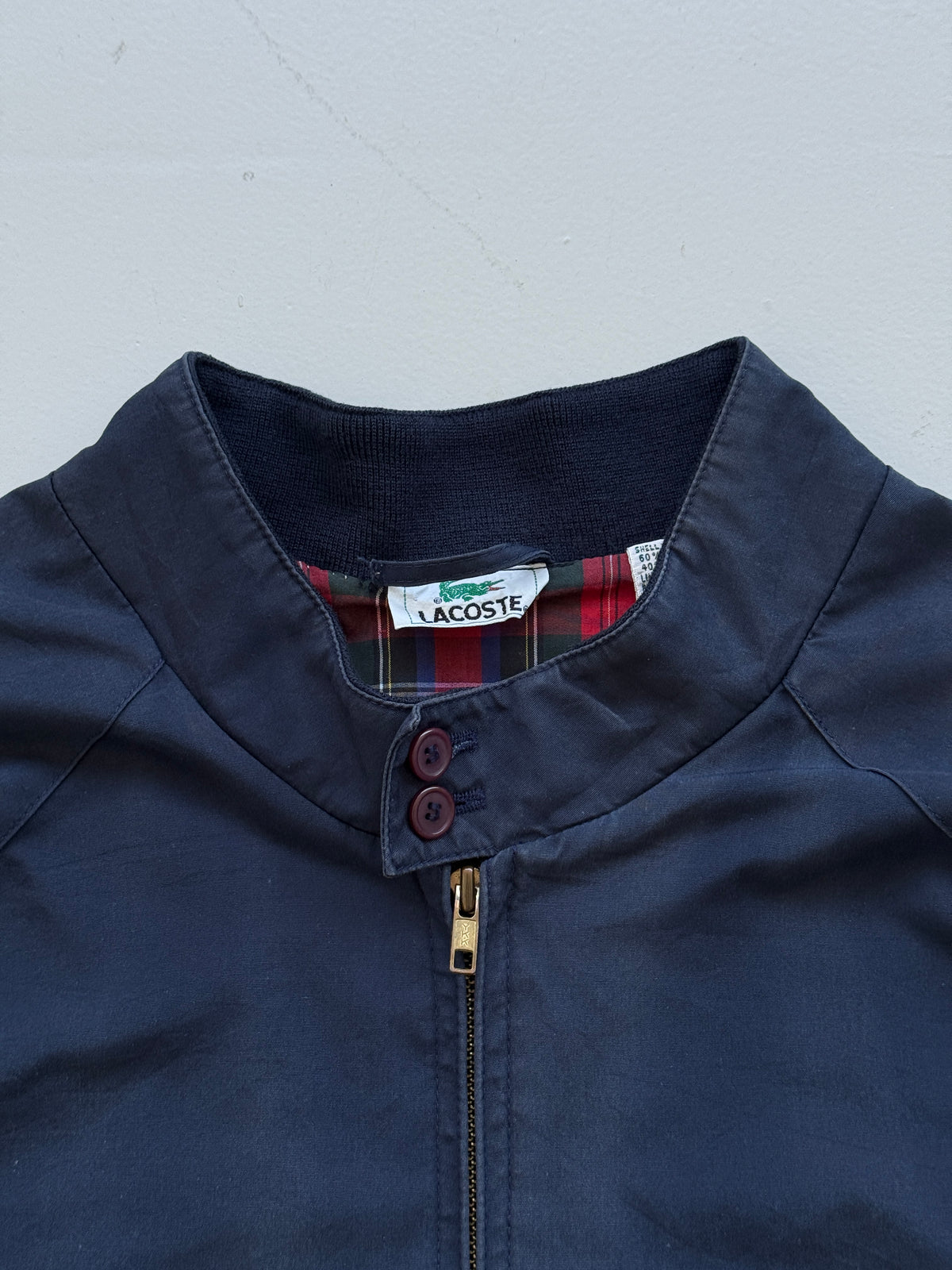 Lacoste Navy Harrington Vintage Jacket Made in Sri Lanka - XXL