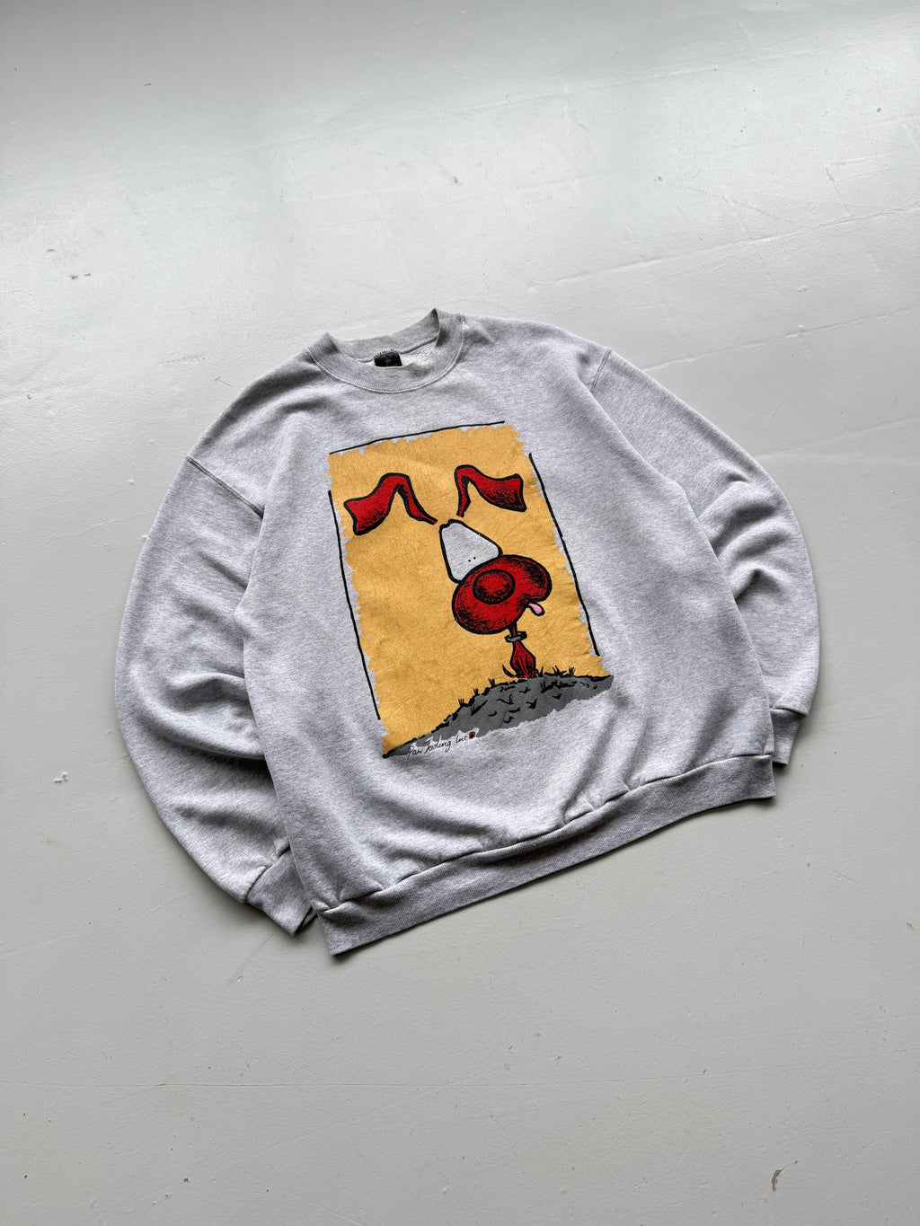 Grey Cartoon Dog 90's Vintage Graphic Sweatshirt Jumper - Large