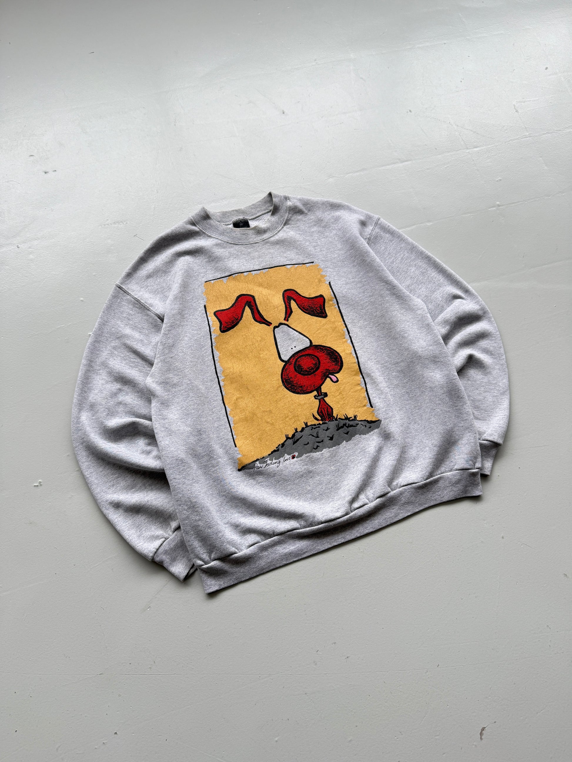 Grey Cartoon Dog 90's Vintage Graphic Sweatshirt Jumper - Large