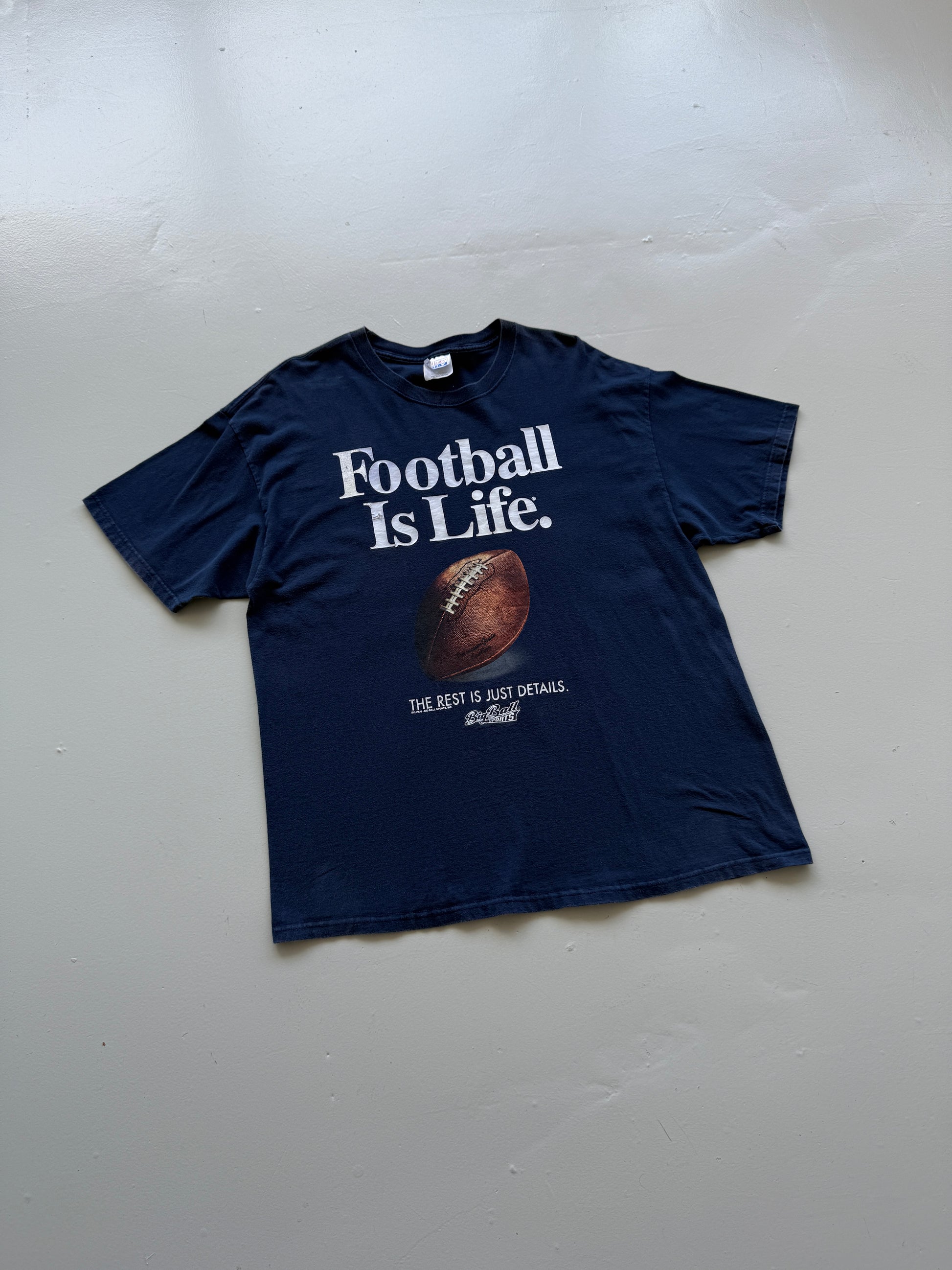 Navy Blue Football is Life 90's Vintage Graphic NFL T-Shirt - XL
