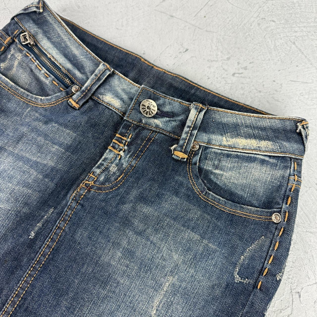 Womens Navy Y2K Denim Mini Skirt - 28” x 16” Small Size 8