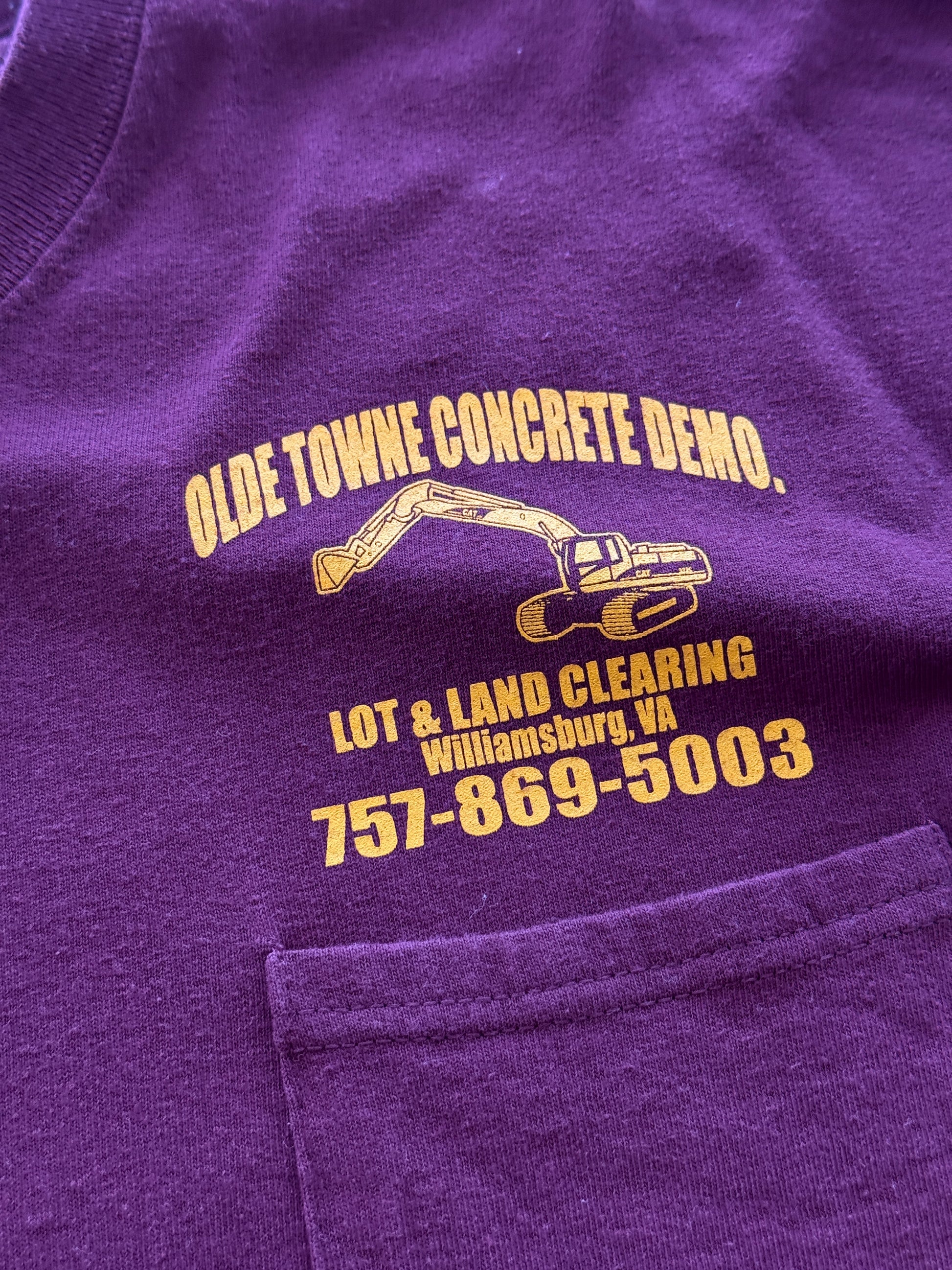 Maroon Olde Towne Concrete Demo Vintage Workwear Graphic Pocket T-Shirt - XXL