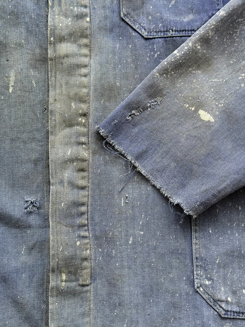 Thrashed Blue French Vintage Workwear Chore Jacket CH371 - XL
