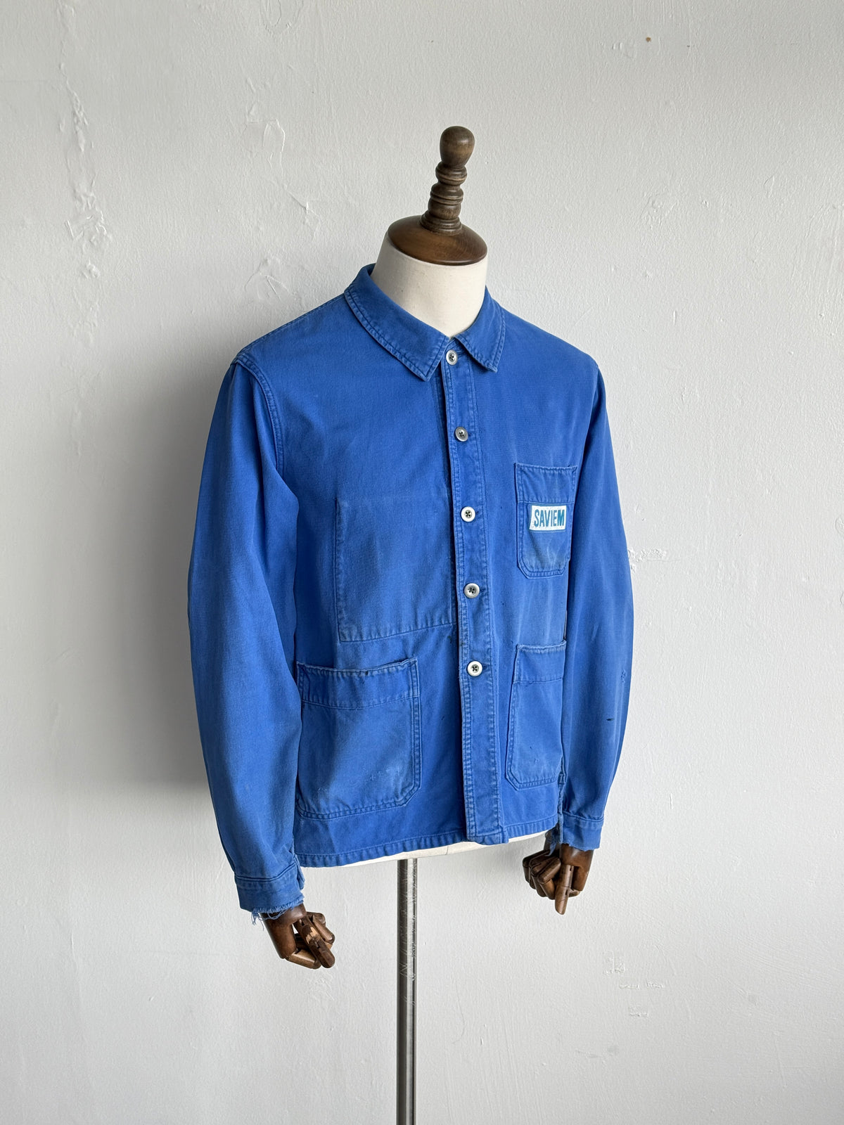 Thrashed Blue Adolphe Lafont 70's Vintage Workwear Chore Jacket CH522 - Small