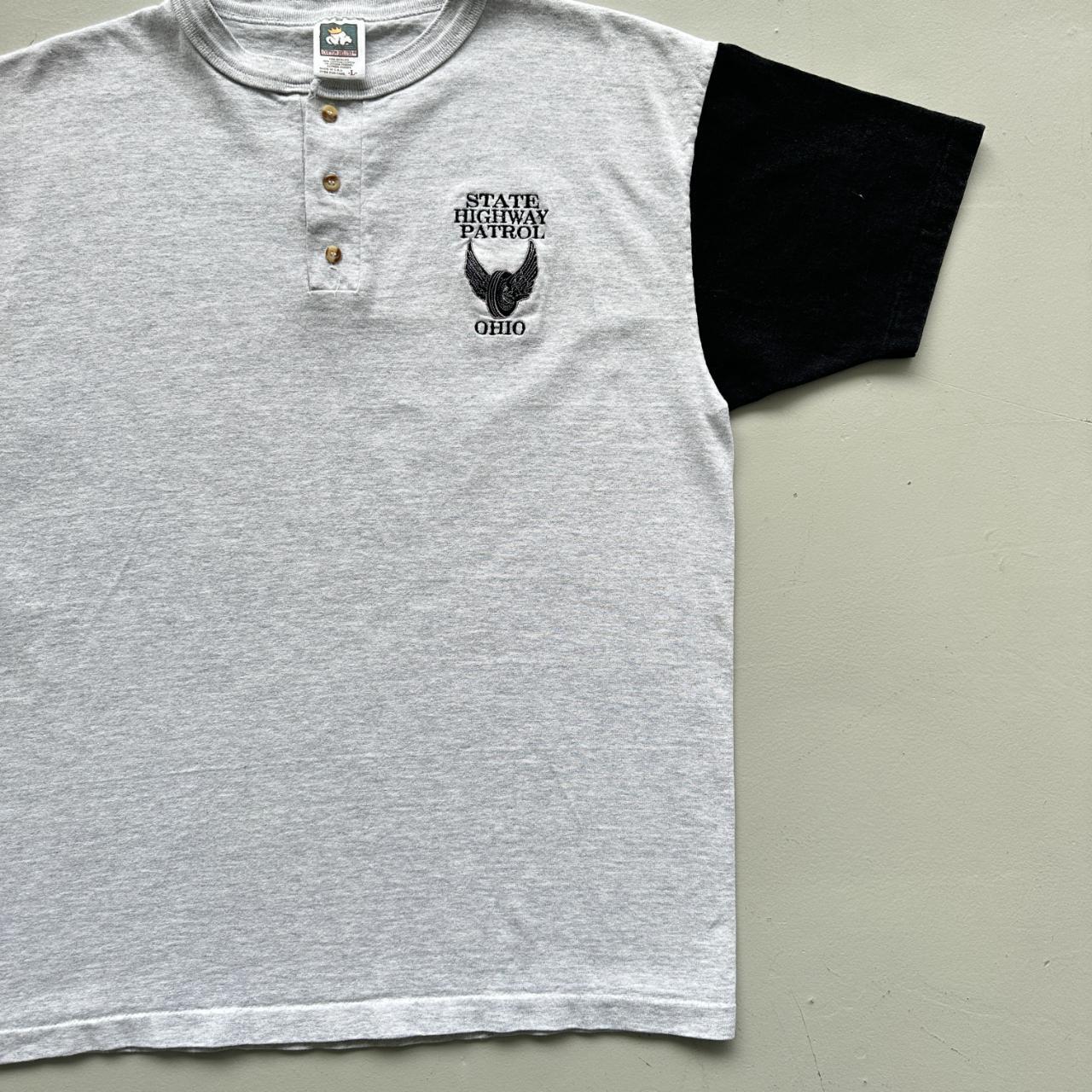 White State Highway Patrol Ohio Henley Button-Up Vintage 90's T-shirt - Large