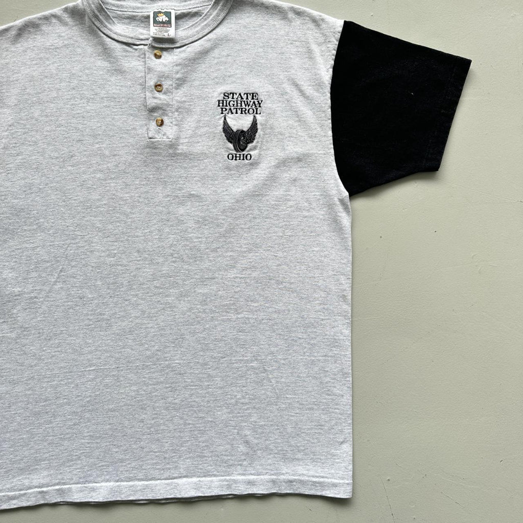 White State Highway Patrol Ohio Henley Button-Up Vintage 90's T-shirt - Large