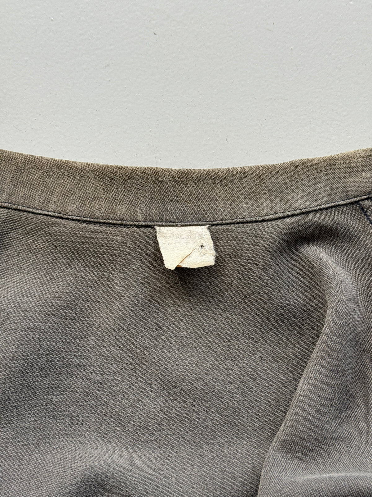 Thrashed Grey French Moleskin 1960s/70s Vintage Chore Jacket CH538 - Small