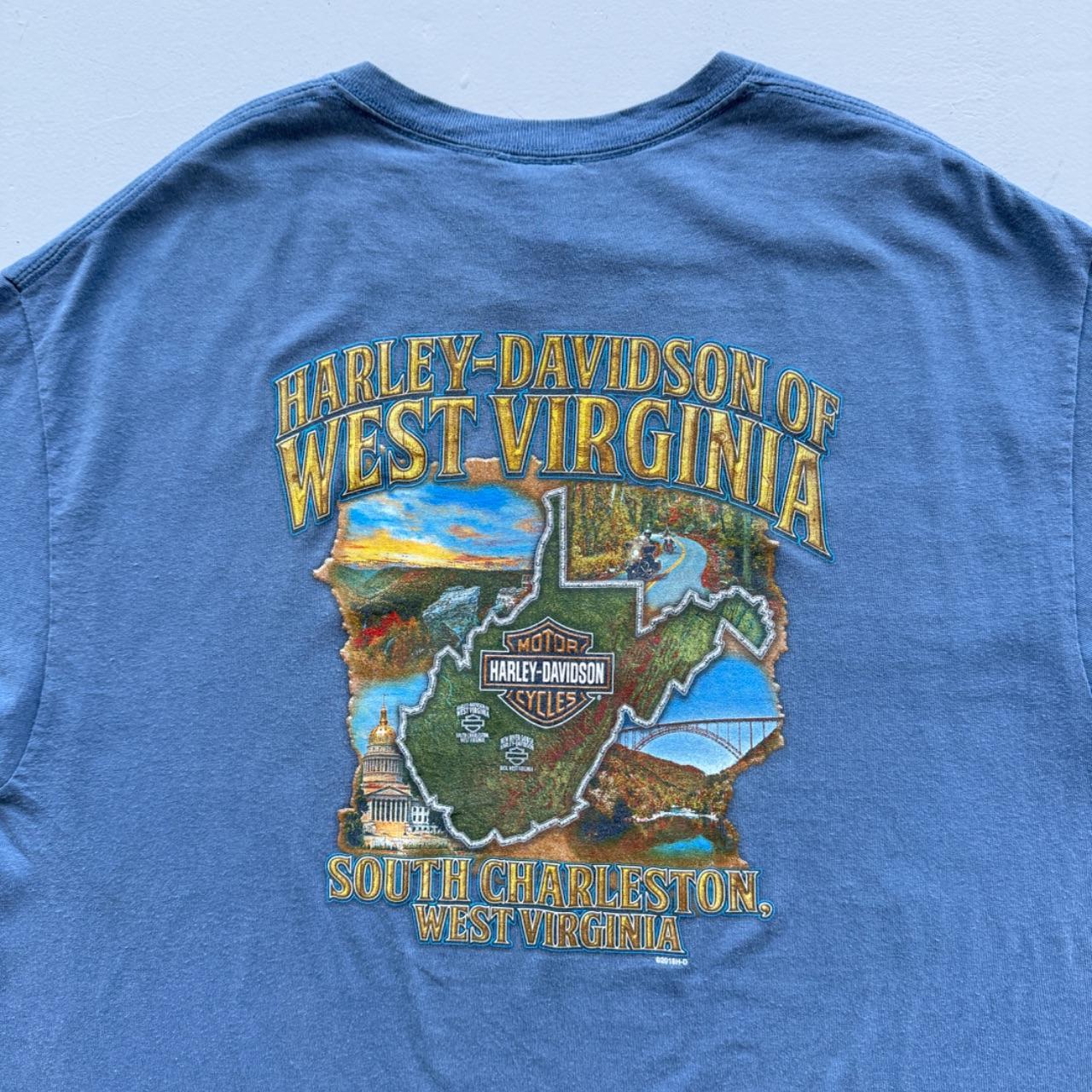 Pale Blue Harley Davidson 90s Vintage Graphic T-shirt - XL