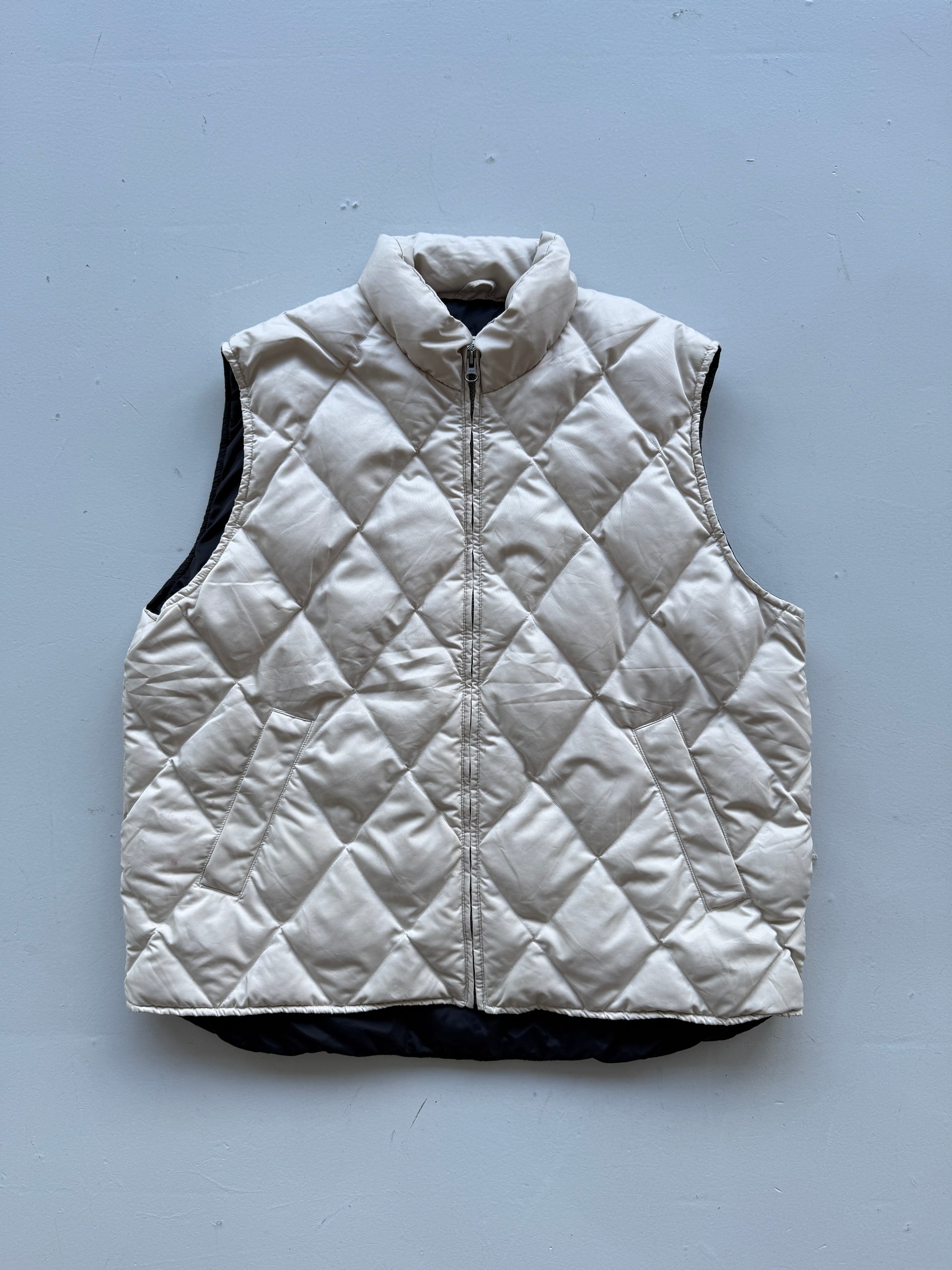 Cream Eddie Bauer 90's Vintage Quilted Body Warmer Vest - XL