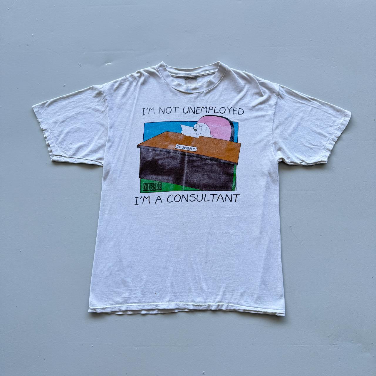 White Dilbert I'm Not Unemployed Vintage 90s T-shirt - XL