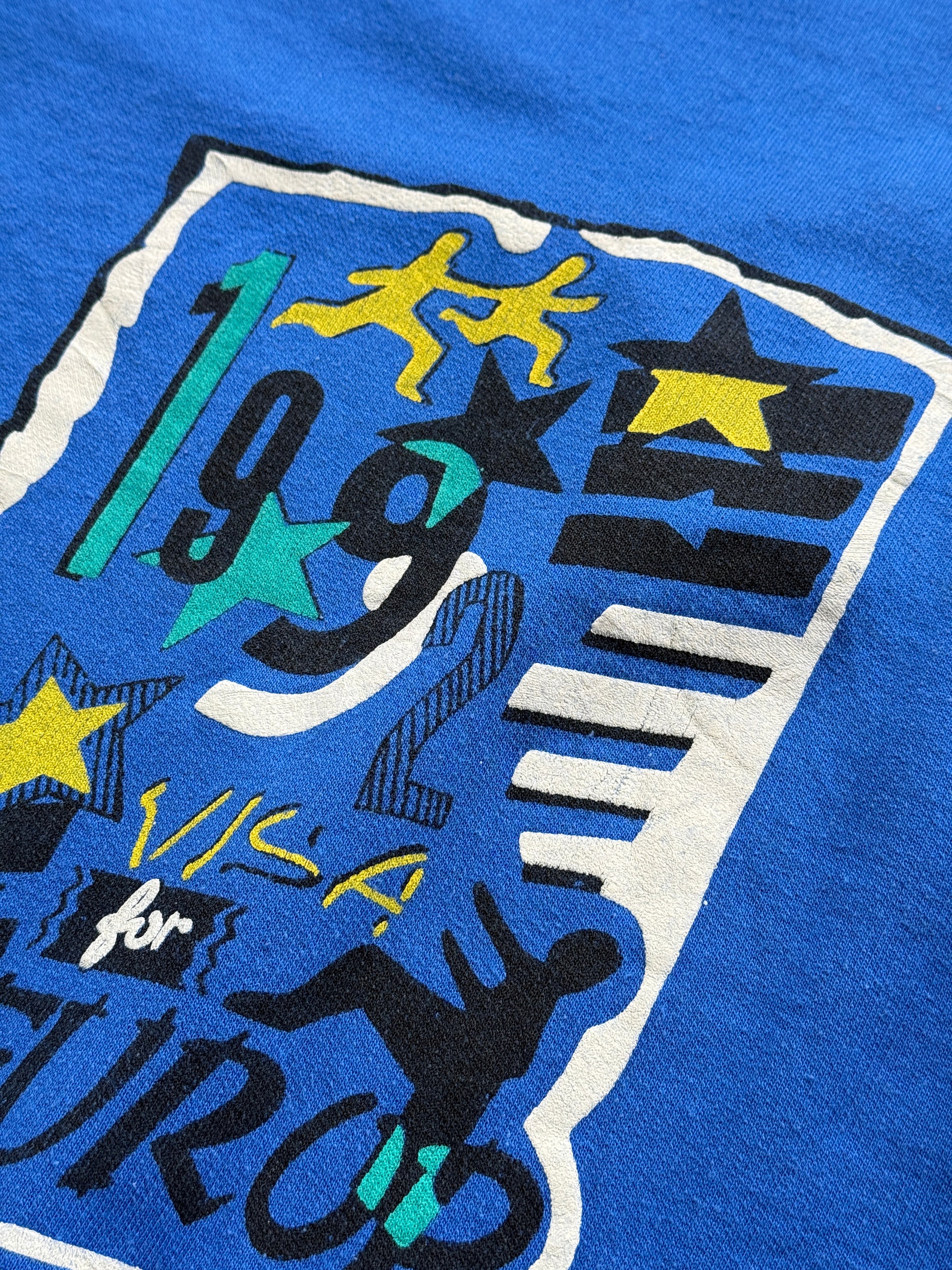 Blue 1992 Europe 90's Vintage Graphic Sweatshirt Jumper - Medium