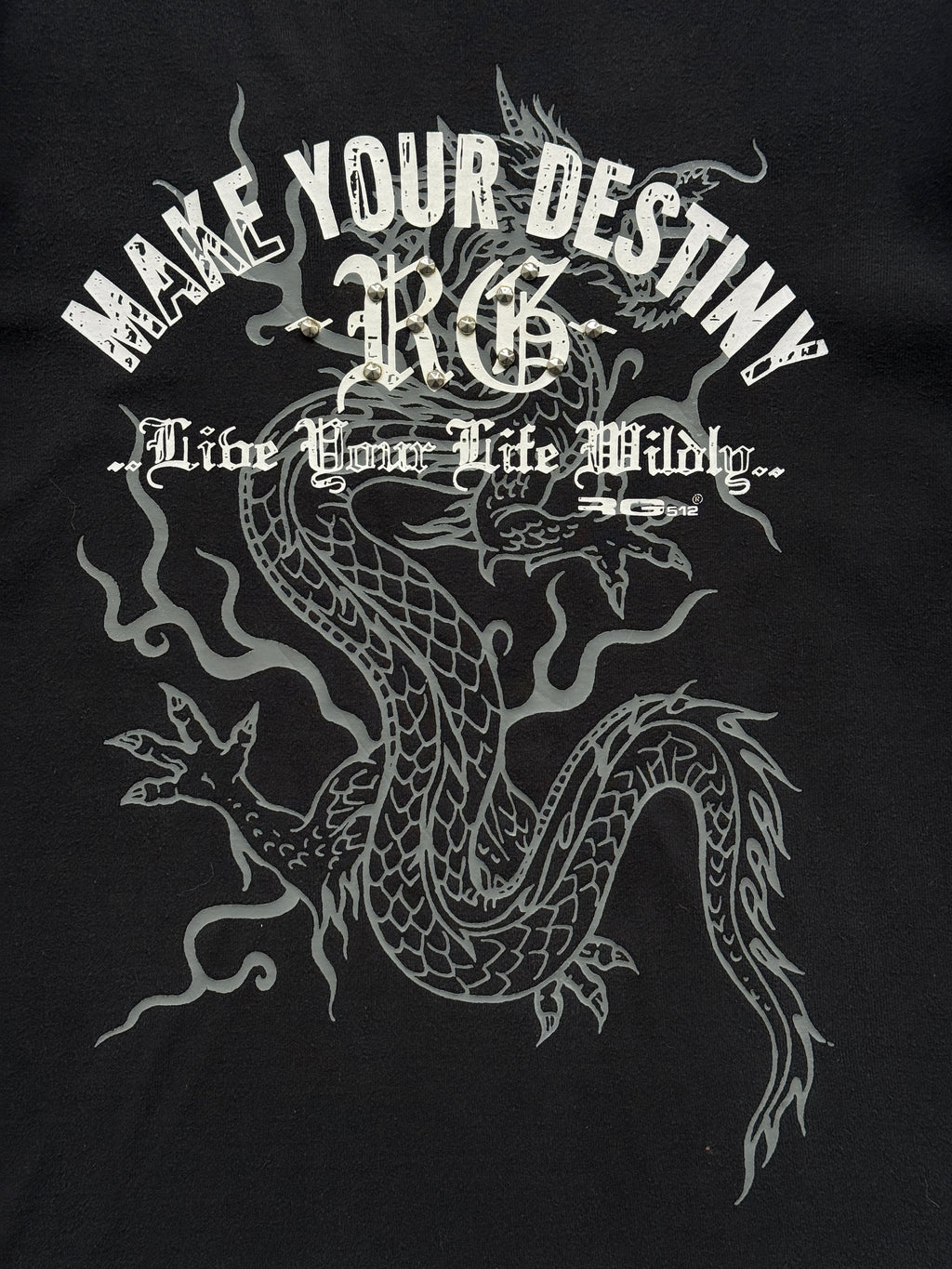 Black  Make Your Own Destiny Y2K Vintage Dragon Graphic Long Sleeve Top - M