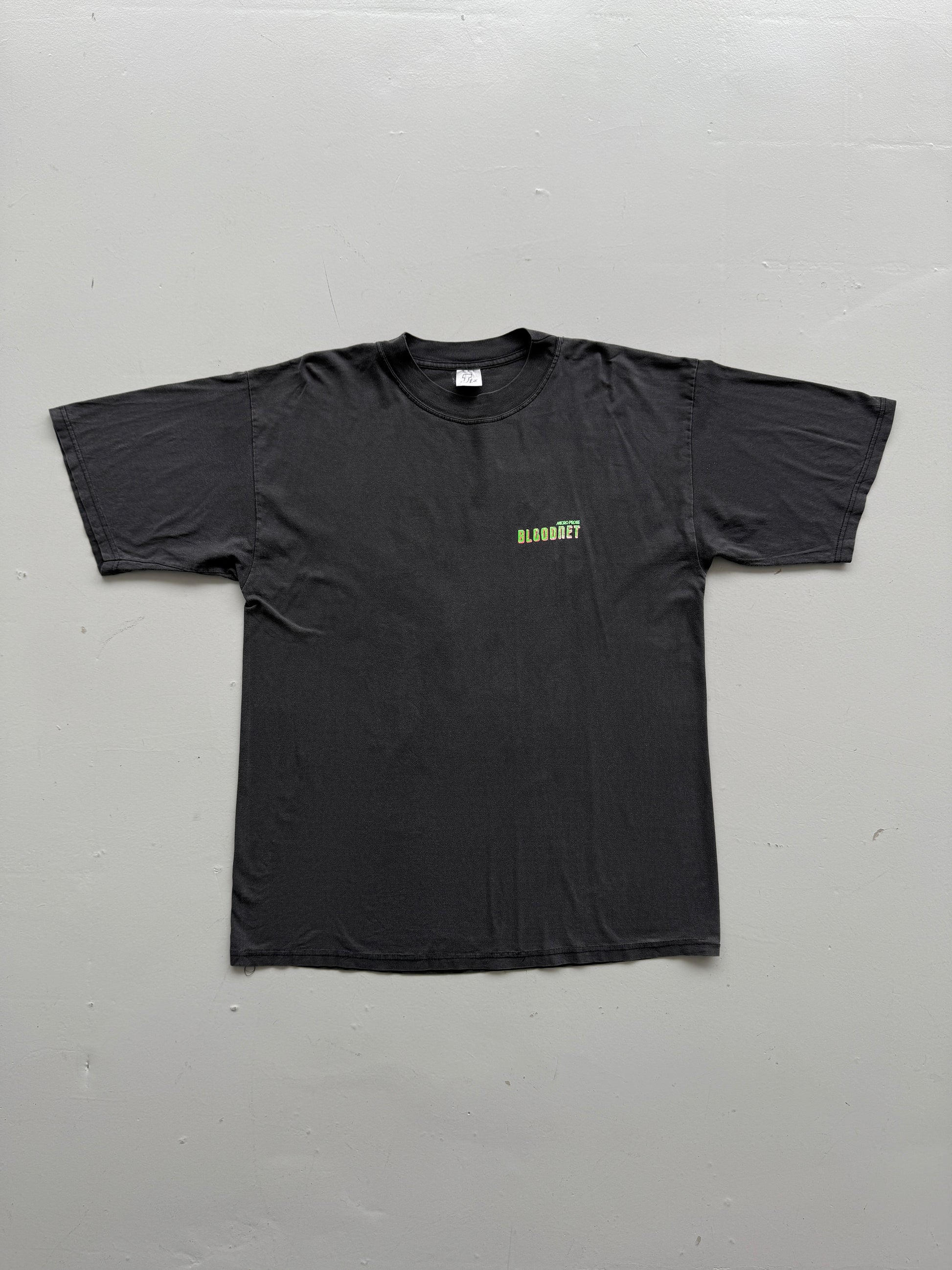 Black BloodNet 90's Vintage Cyberpunk Graphic Gaming T-Shirt - Large