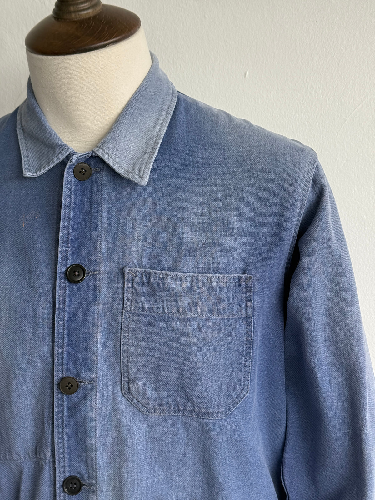 Thrashed Blue French 1950's Vintage Workwear Chore Jacket CH525 - XS