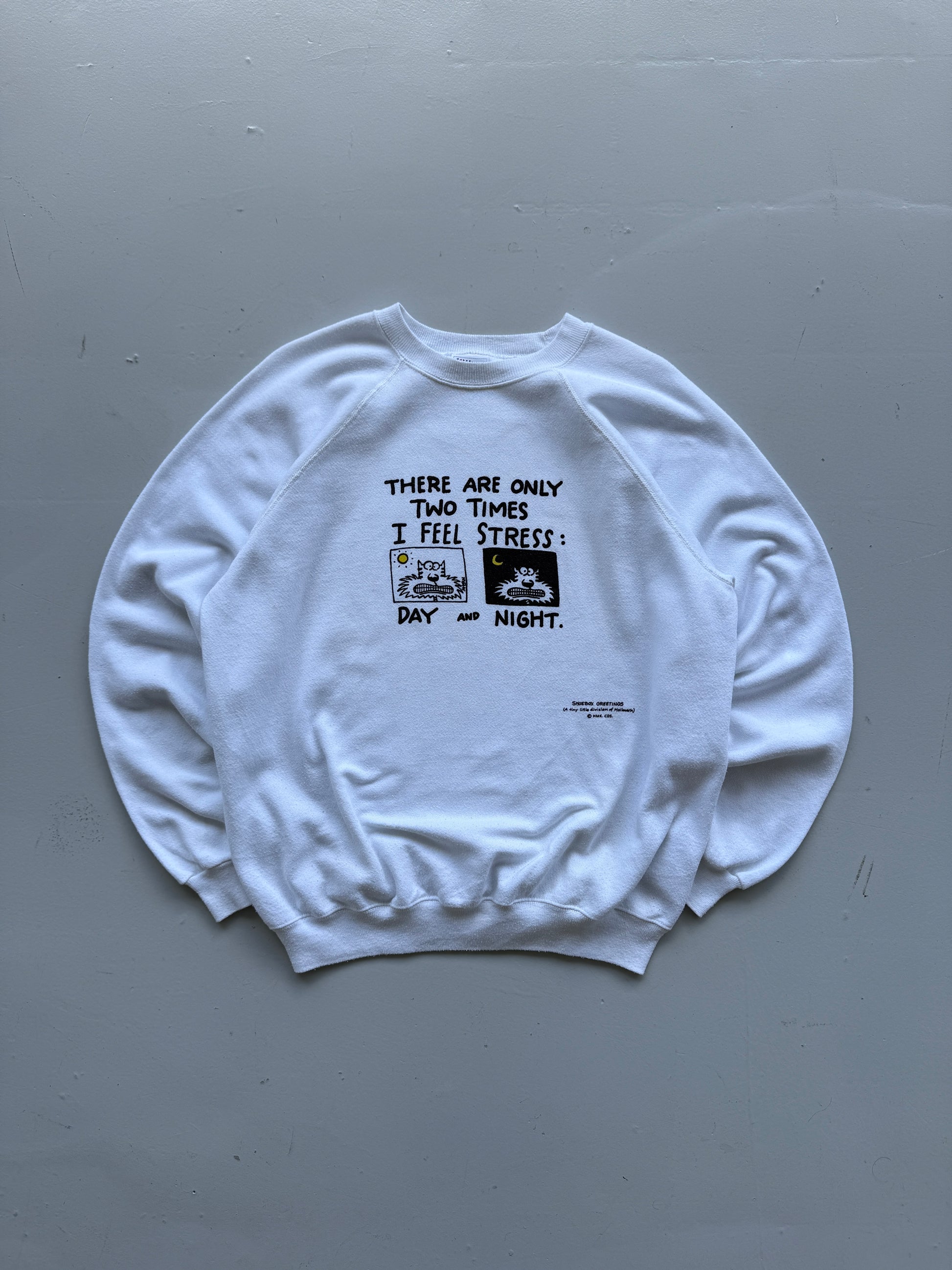 White 00's Vintage Funny Slogan Graphic Sweatshirt Jumper - Large