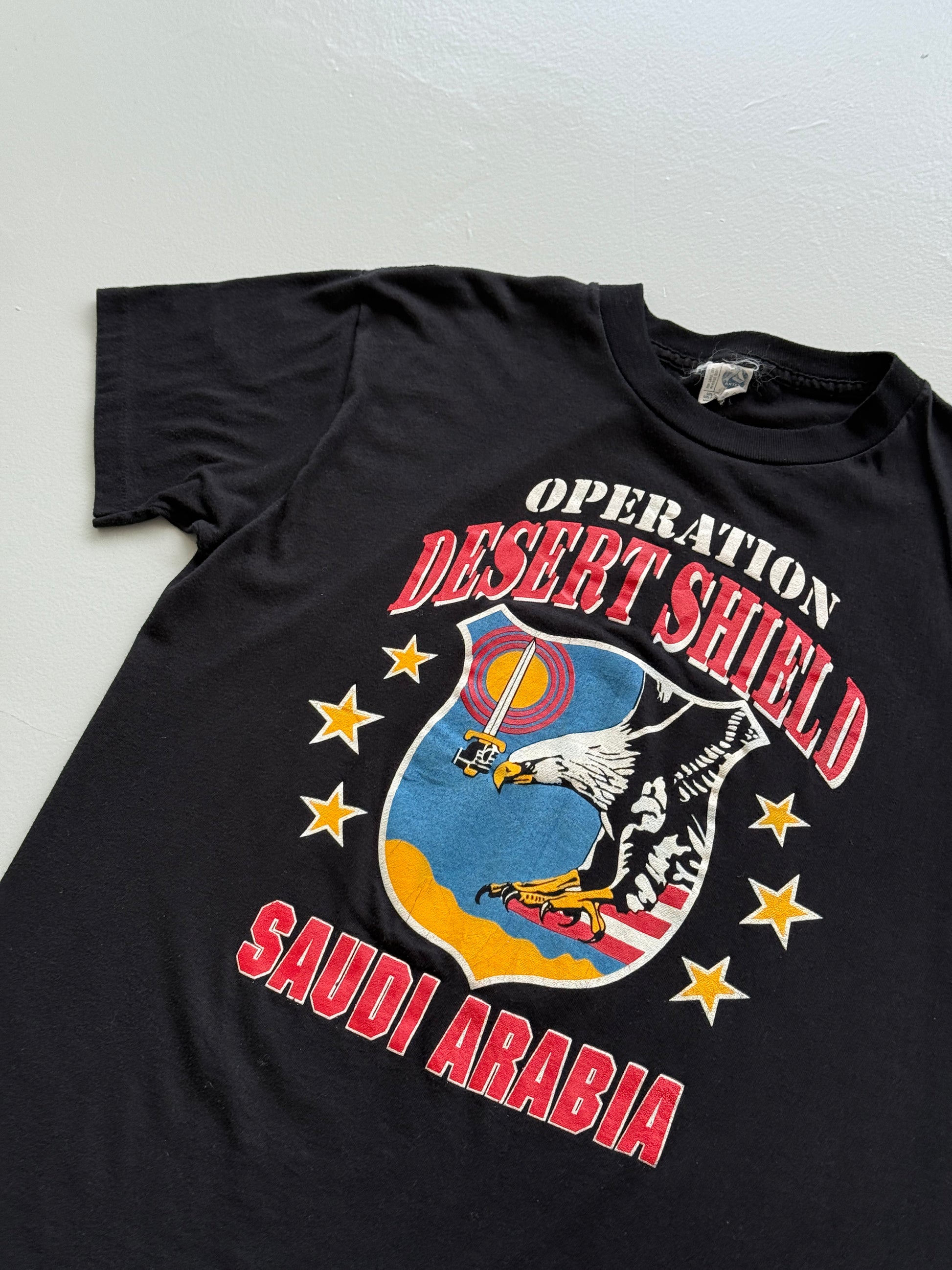 Black Operation Desert Shield 90's Vintage Single Stitch Graphic T-Shirt - Small