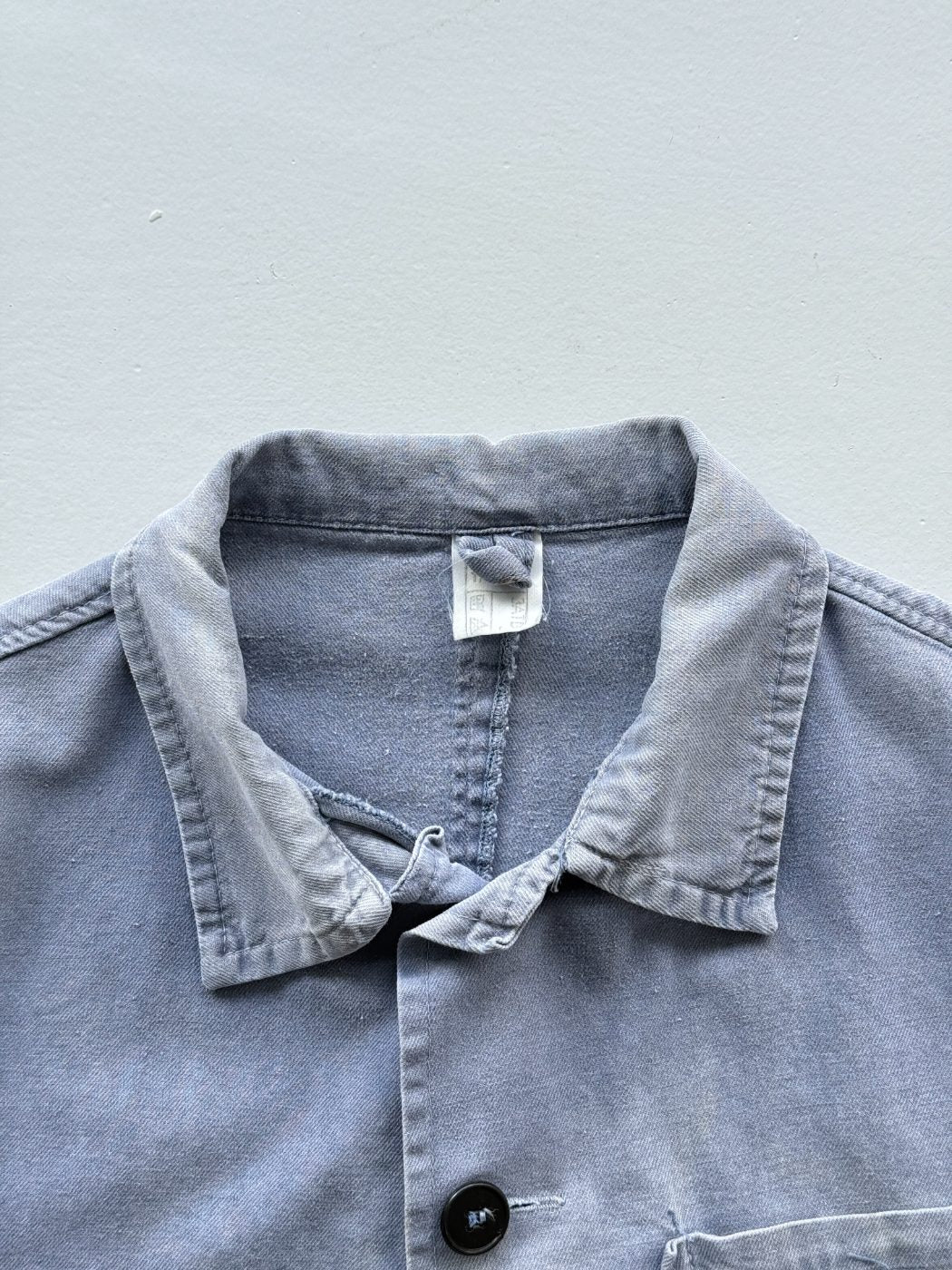 French Chore Vintage Faded Blue Cotton Work Jacket CH236 - Small