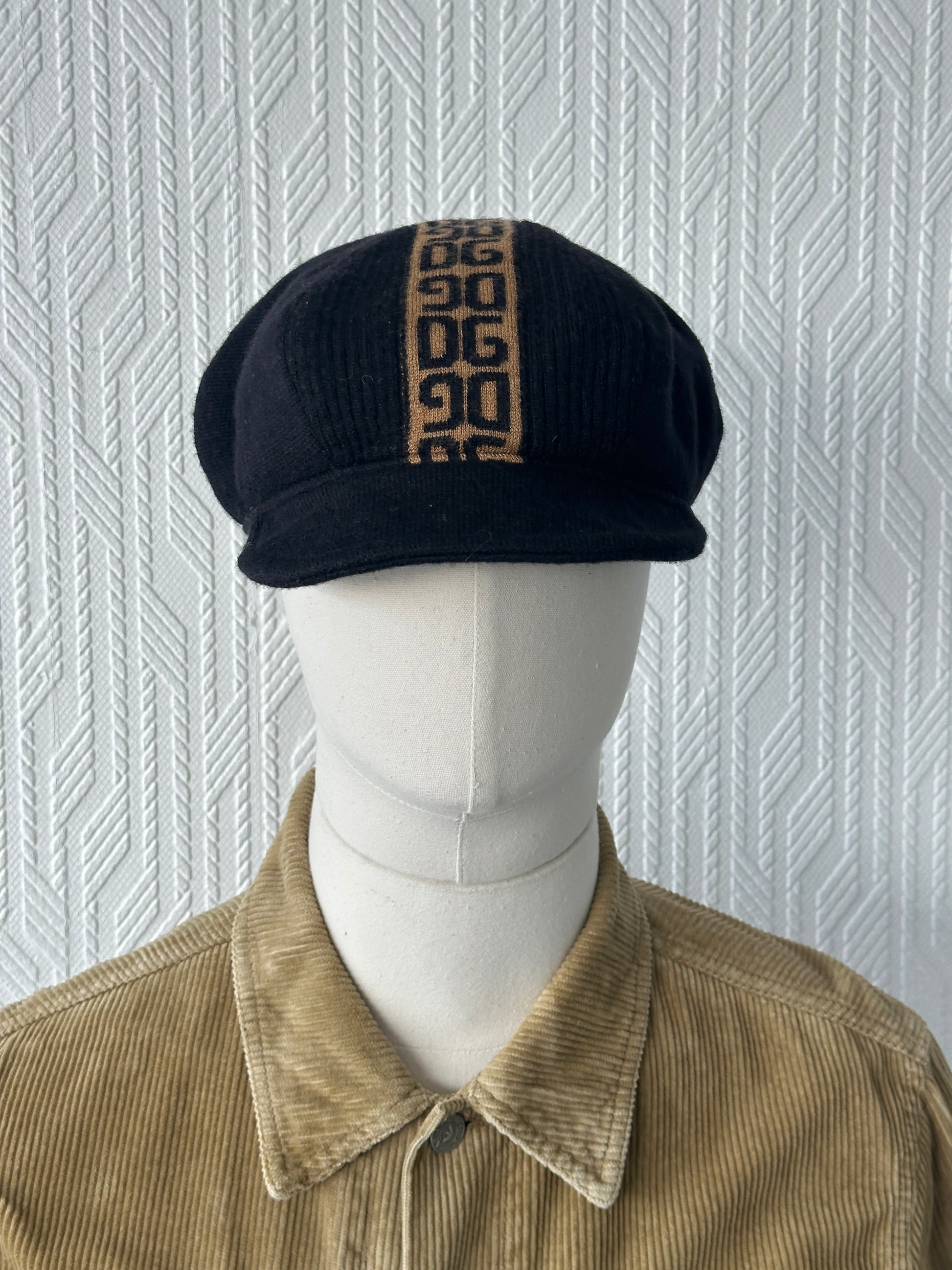 Black Dolce & Gabbana DG Monogram Vintage Wool Newsboy Cap