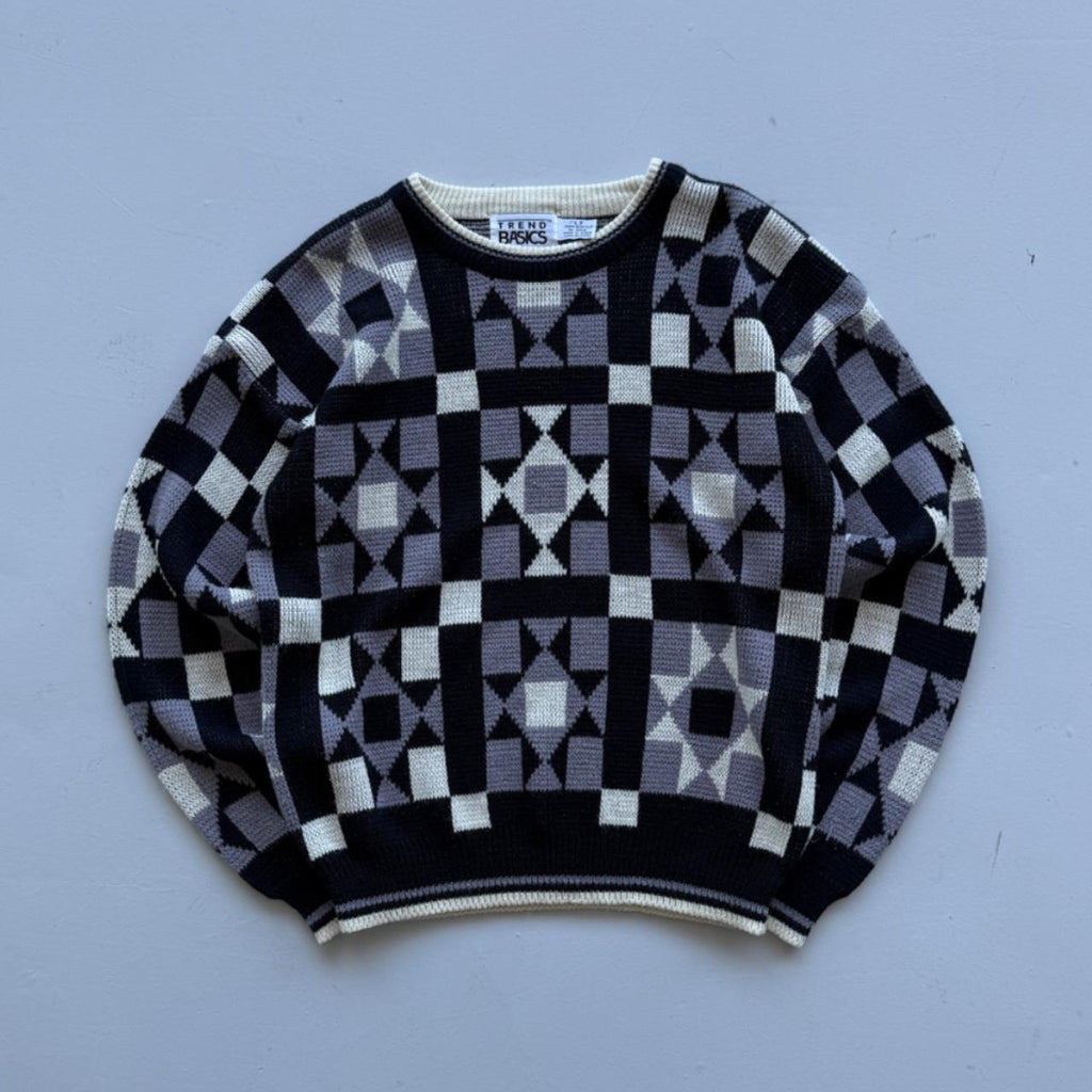 Aztec Pattern 90s Vintage Woollen Knit Jumper - Large