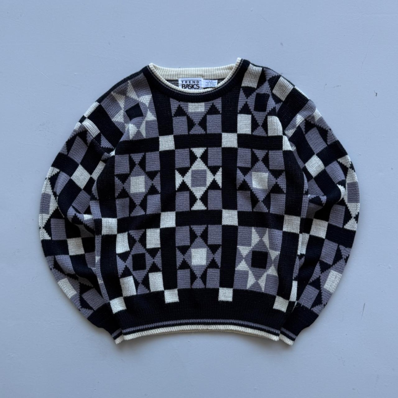Aztec Pattern 90s Vintage Woollen Knit Jumper - Large
