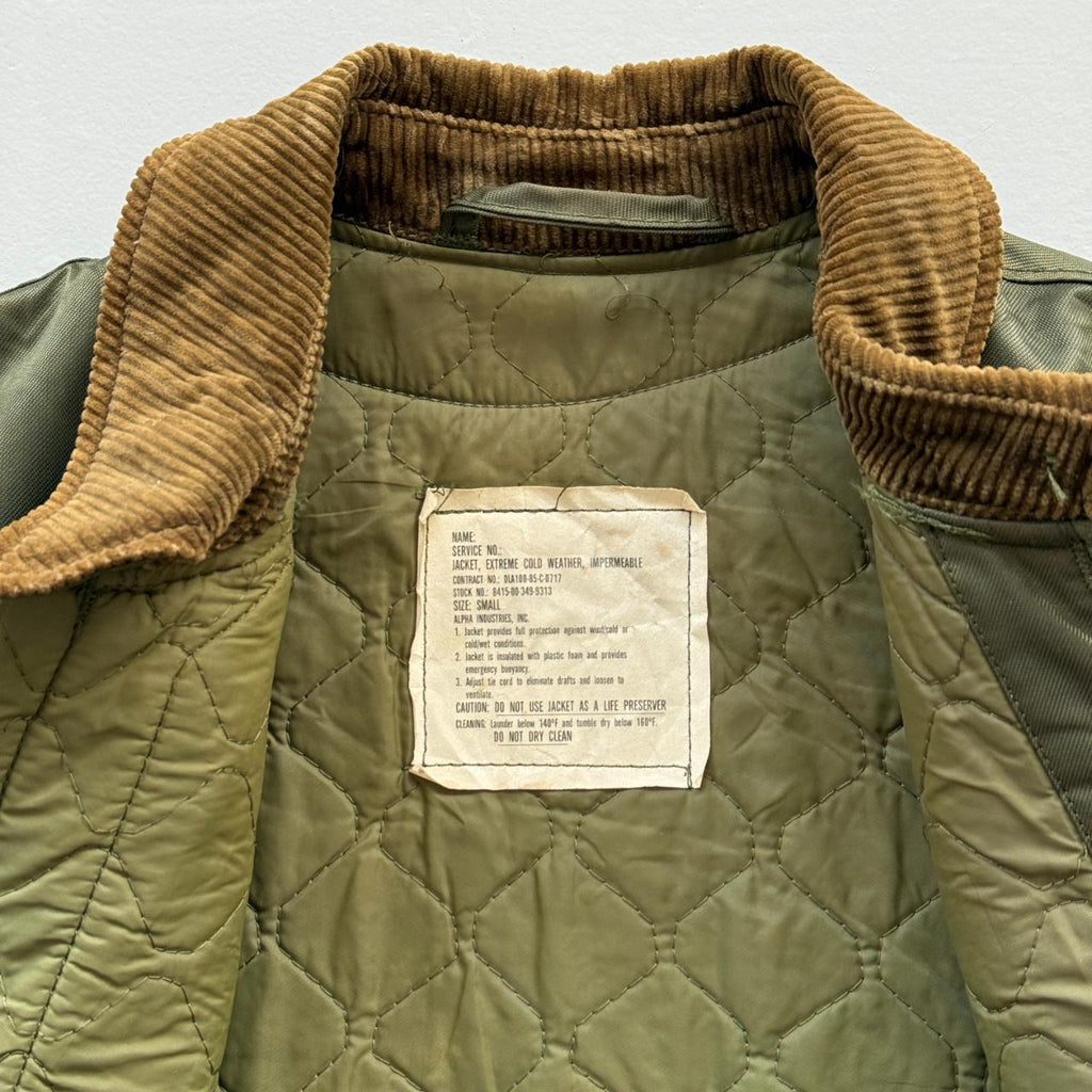 Khaki Alpha Industries US Military Extreme Cold Weather Jacket Vintage 80s Jacket - Small