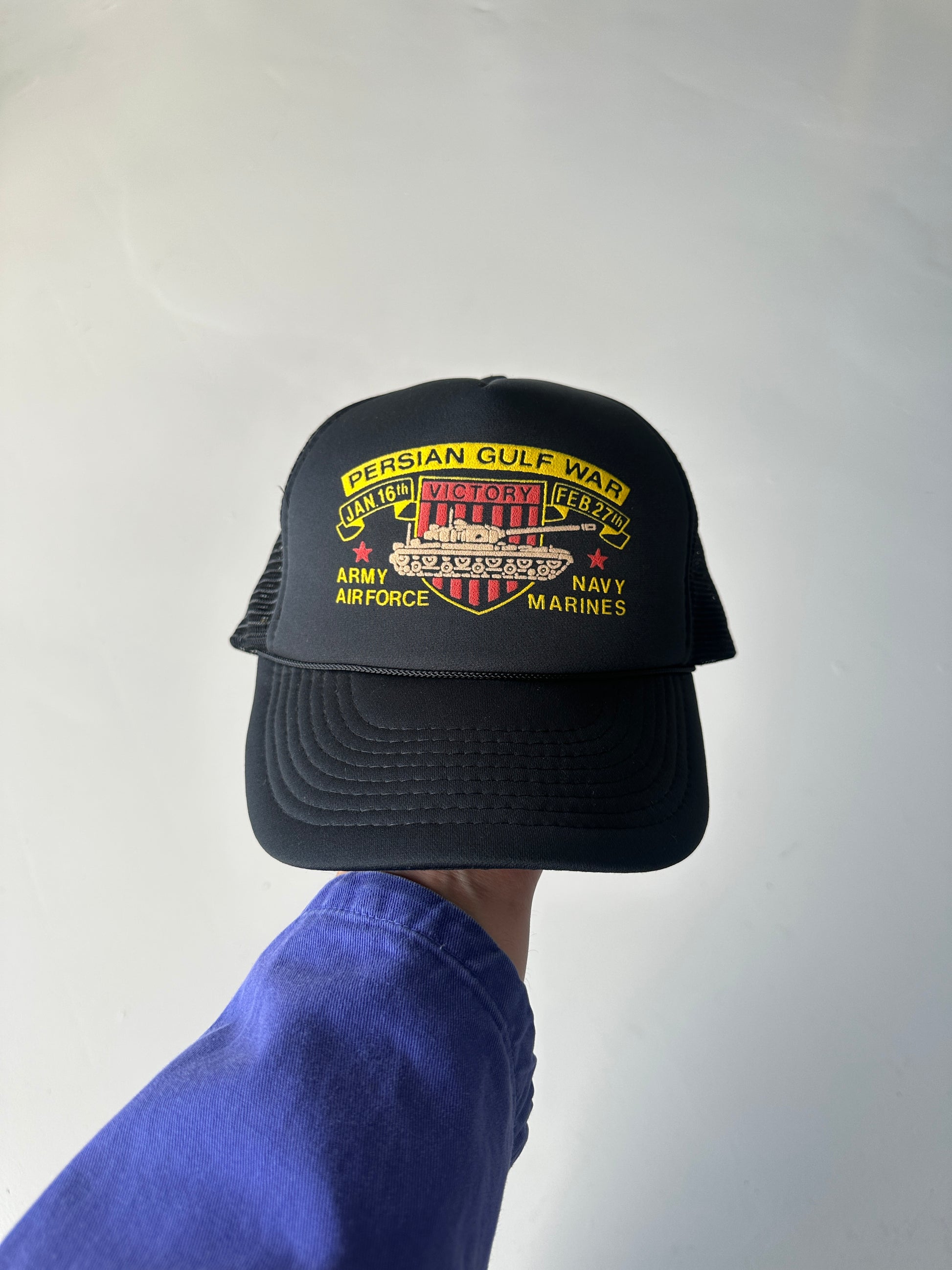 SnapBack Trucker Cap Foam and Mesh Persian Gulf War Victory Vintage Americana